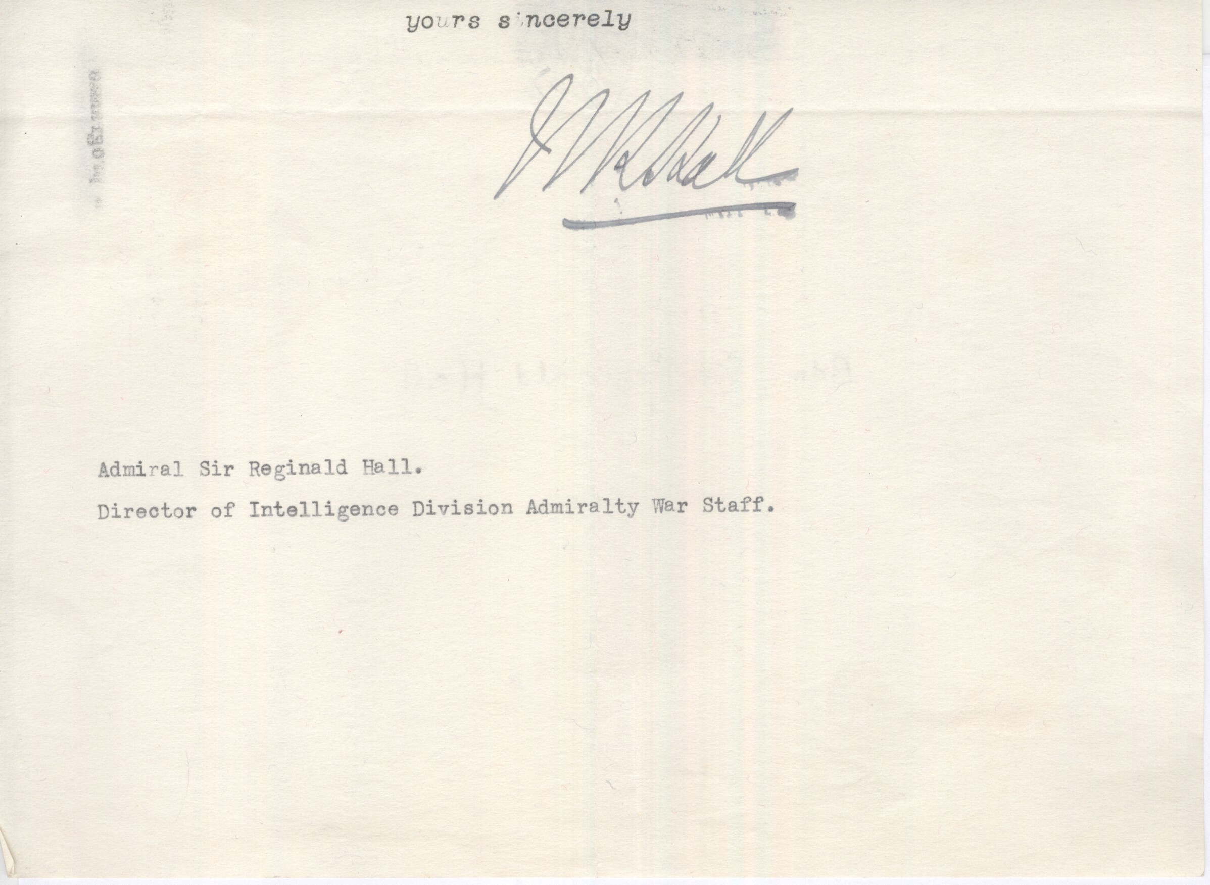 (Sir William Reginald, 1870-1943, Admiral in the Royal Navy, Director of Naval Intelligence in the First World War, The Dreadnought Project) — Sophie Dupré Autographs