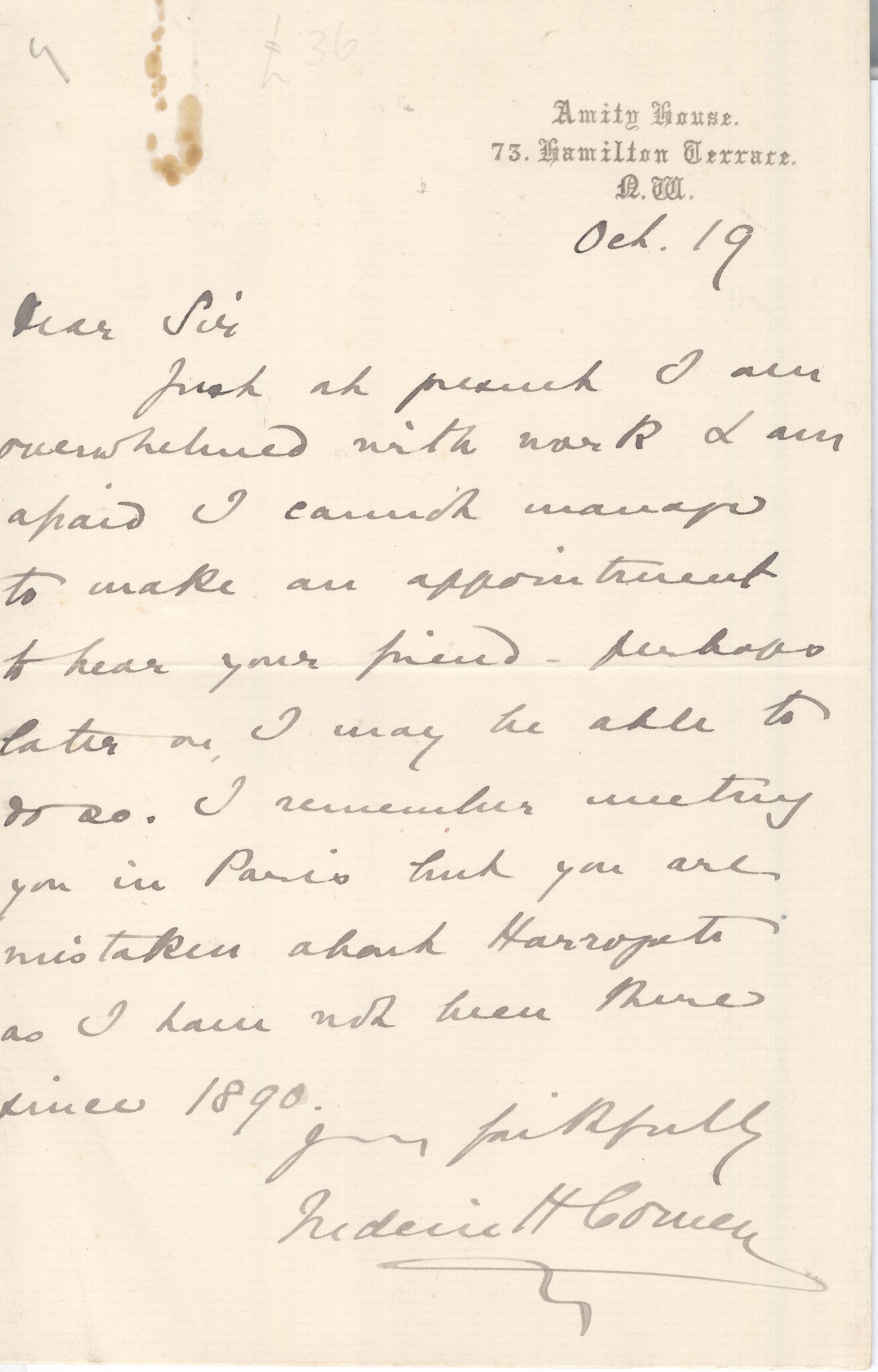 (Sir Frederic Hymen, 1852-1935, Composer & Conductor) — Sophie Dupré Autographs