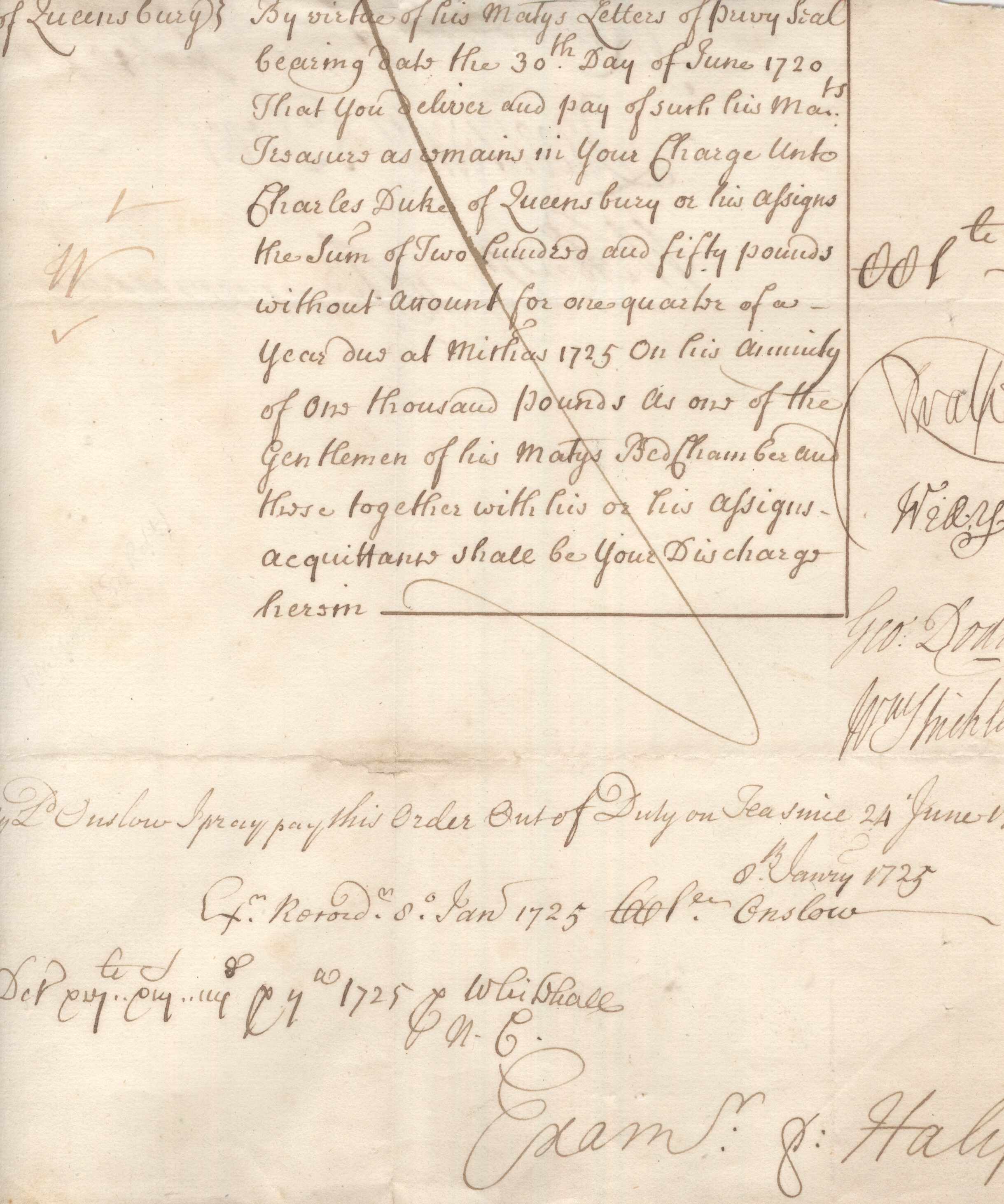 (Sir Robert, 1st Earl of Orford, 1676-1745, 1st British Prime Minister), Sir William YONGE (4th Baronet, dc. 1693-1755, Politician, Secretary at War) & George DODINGTON (1691-1762, MP, Lord of the Treasury) — Sophie Dupré Autographs