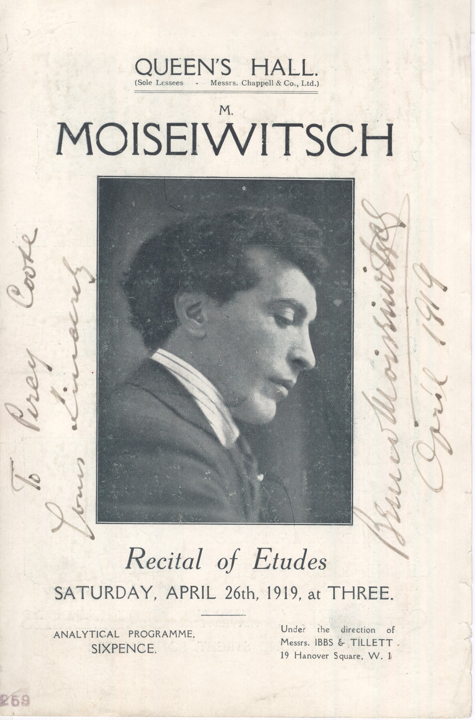 (Benno, 1890-1963, Russian-born Pianist) — Sophie Dupré Autographs