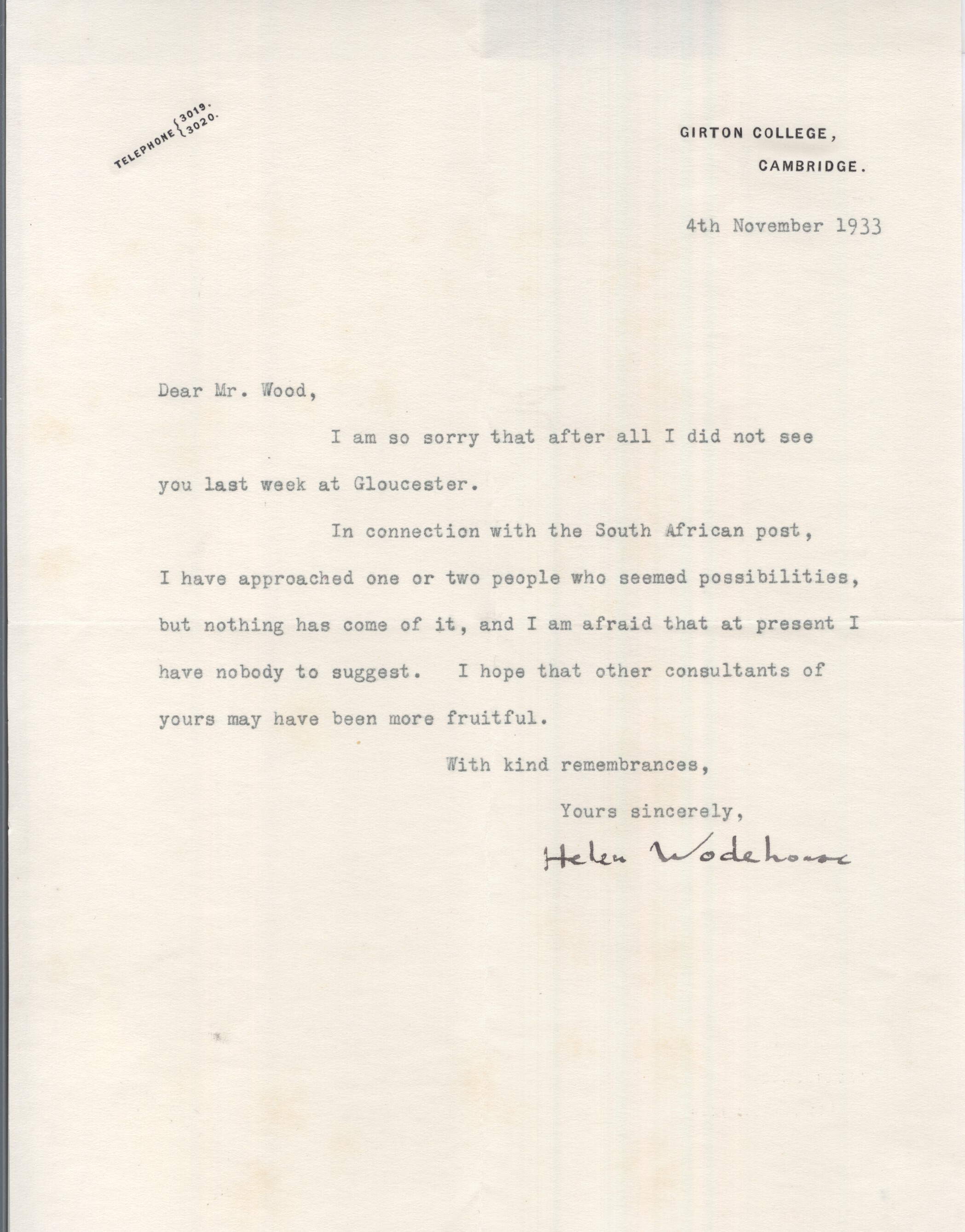 (Helen Marion, 1880-1964, Philosopher and Mistress of Girton College, Cambridge, the first woman to hold a professorial Chair at the University of Bristol) — Sophie Dupré Autographs