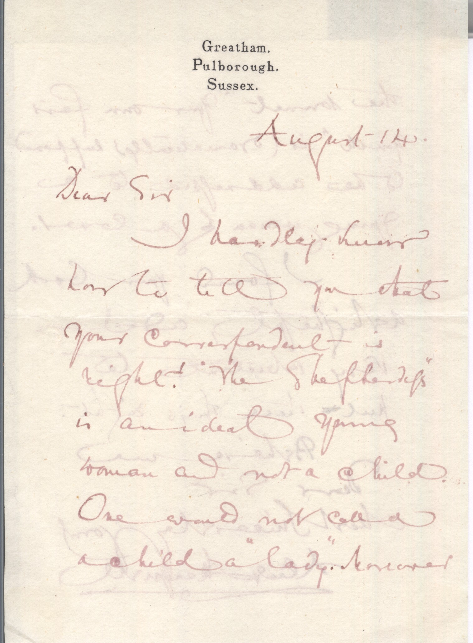 (Alice, née Thomson, 1847-1922, English Poet and Essayist & Suffragist) — Sophie Dupré Autographs