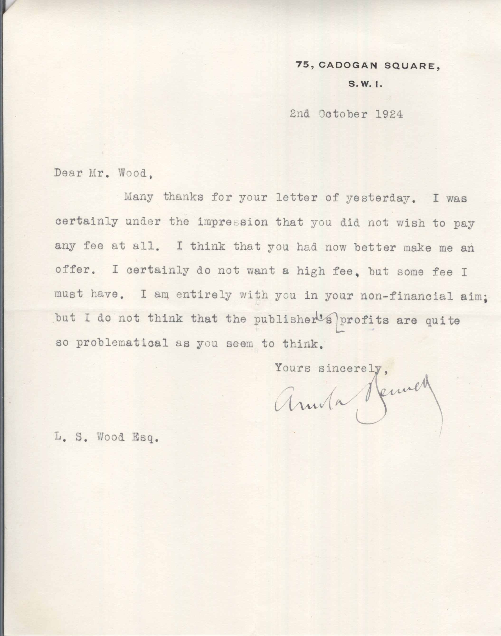 (Arnold, 1867-1931, Poet and Novelist) — Sophie Dupré Autographs