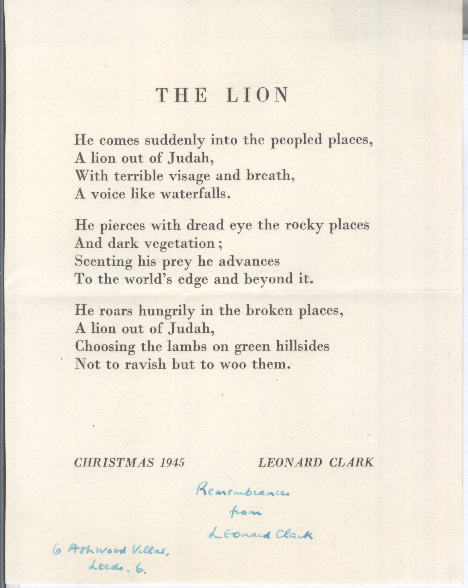 (Leonard, 1905-1981, Poet and Author) — Sophie Dupré Autographs