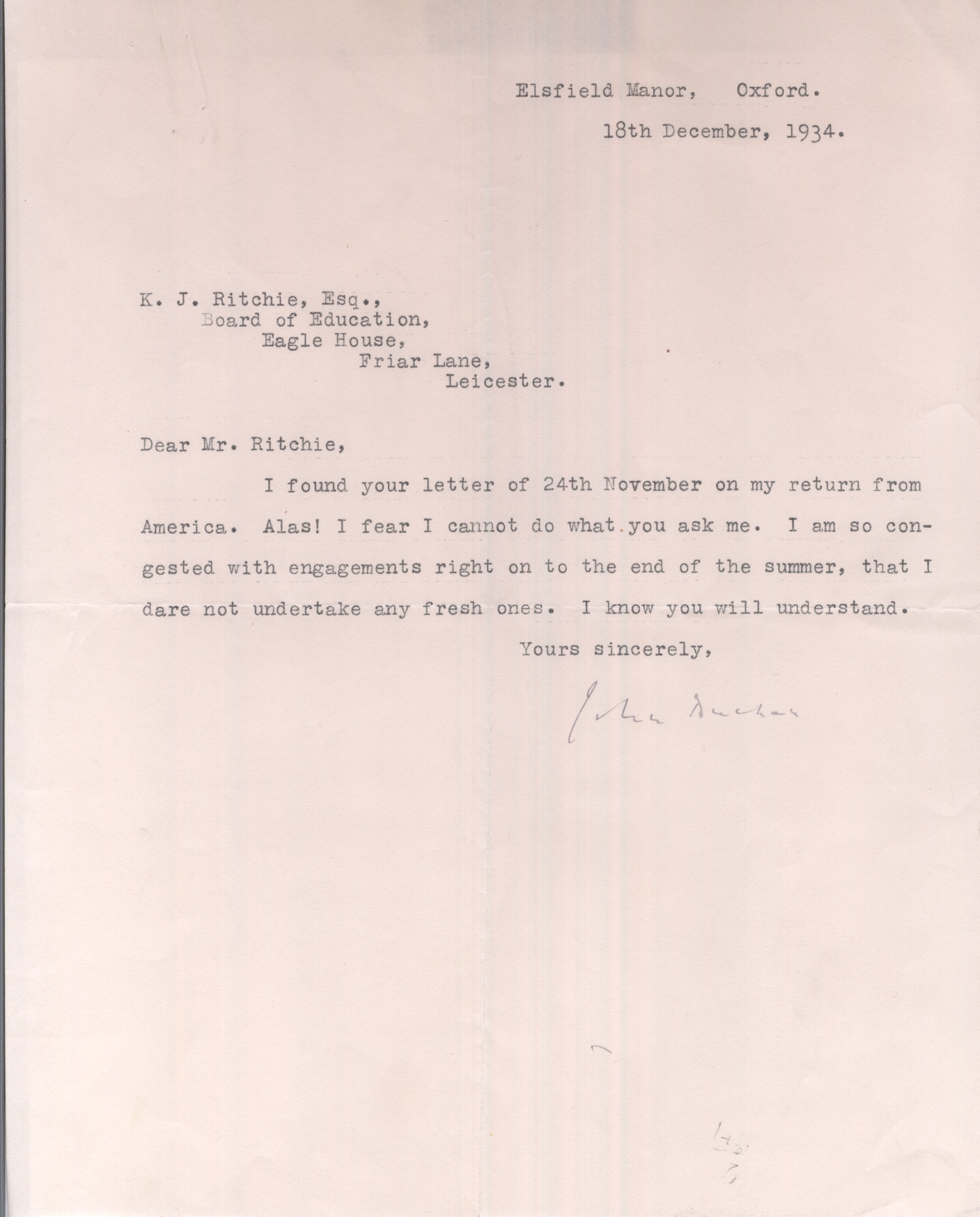 (John, Lord Tweedsmuir, 1875-1940, Novelist, Governor General of Canada) — Sophie Dupré Autographs