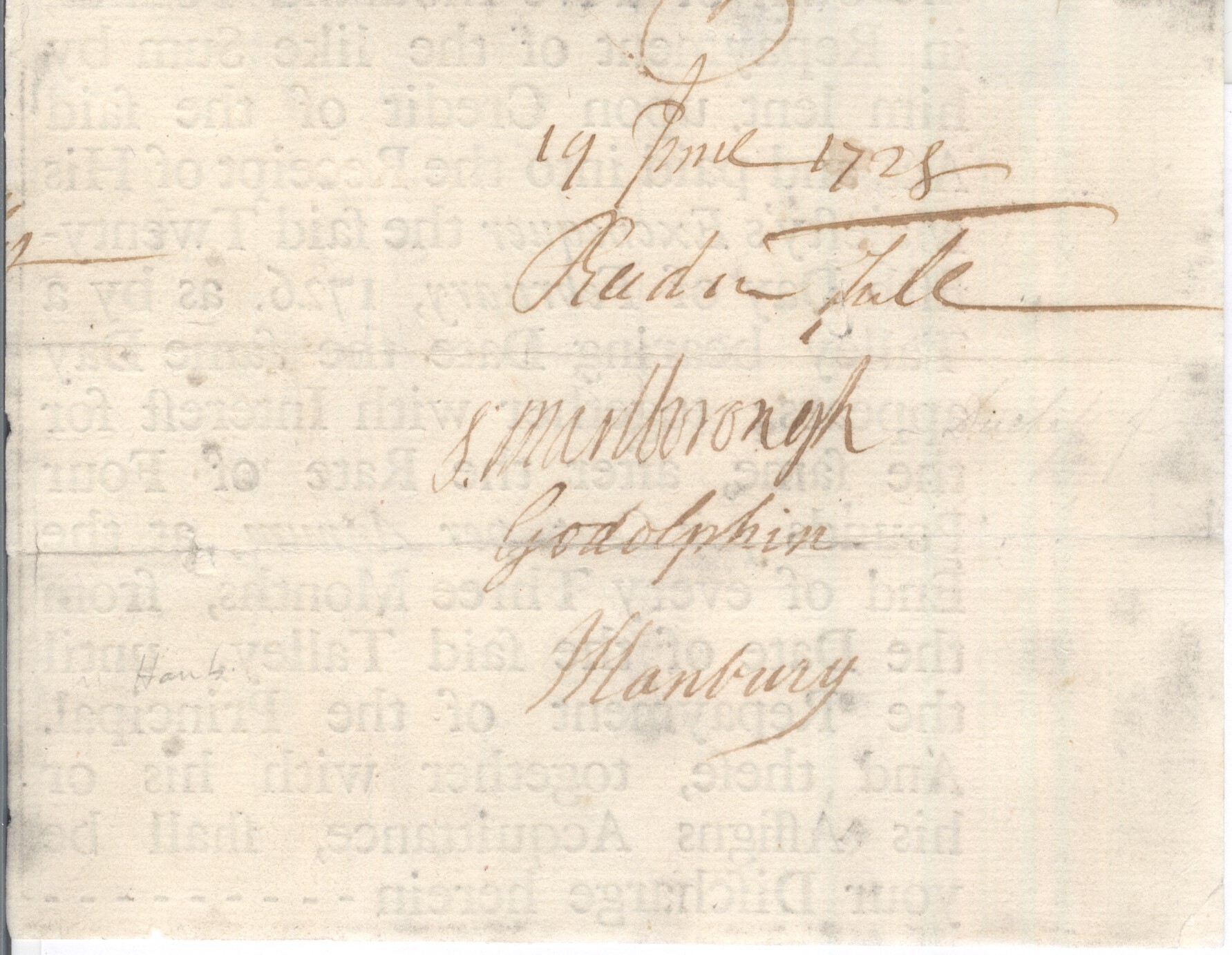 (Sarah, 1660-1744, née Jennings, favourite of Queen Anne, wife of John, 1st Duke) and Francis GODOLPHIN (1678-1766, 2nd Earl, Nobleman and Politician) — Sophie Dupré Autographs