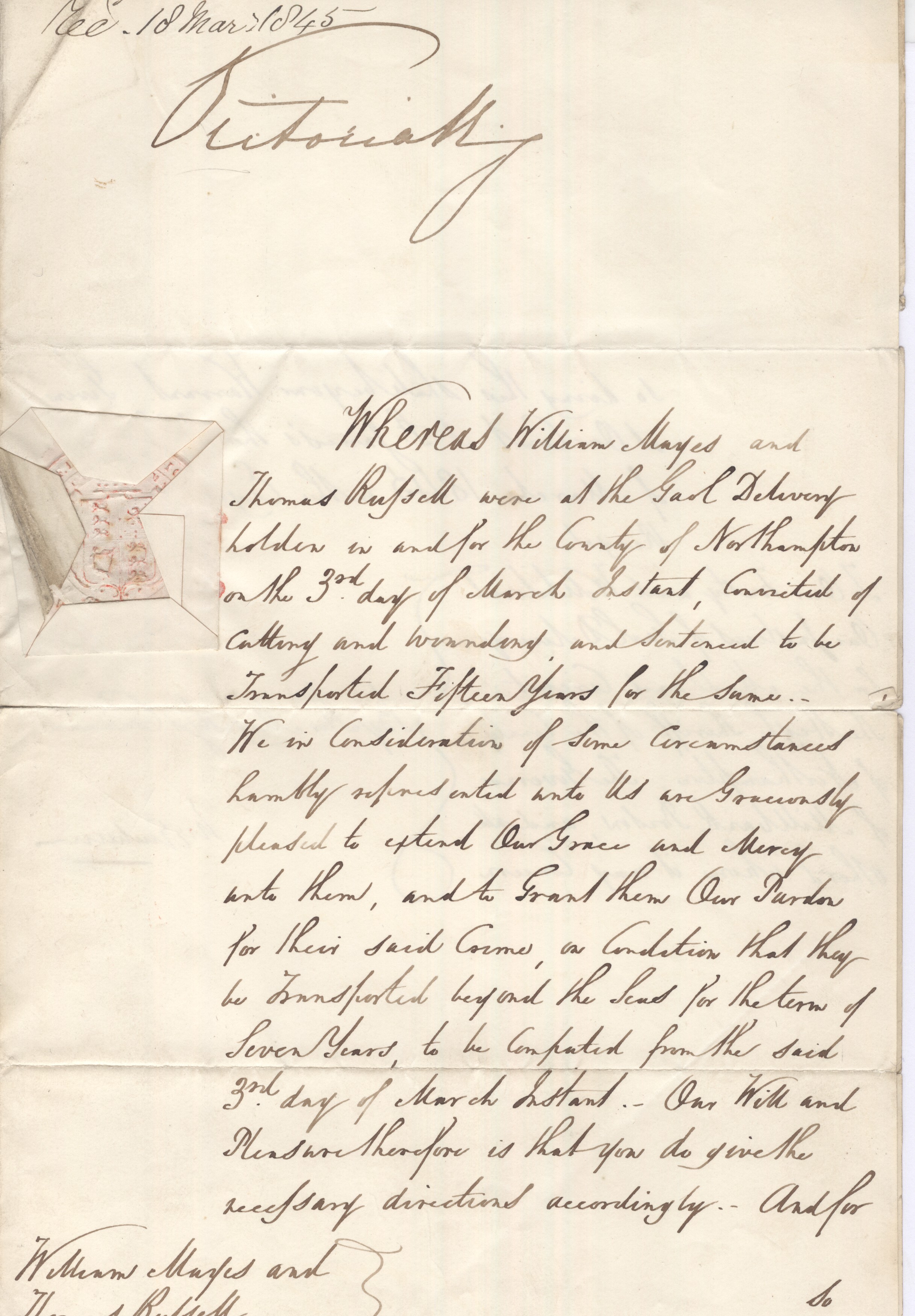 (1819-1901, Queen of Great Britain) — Sophie Dupré Autographs
