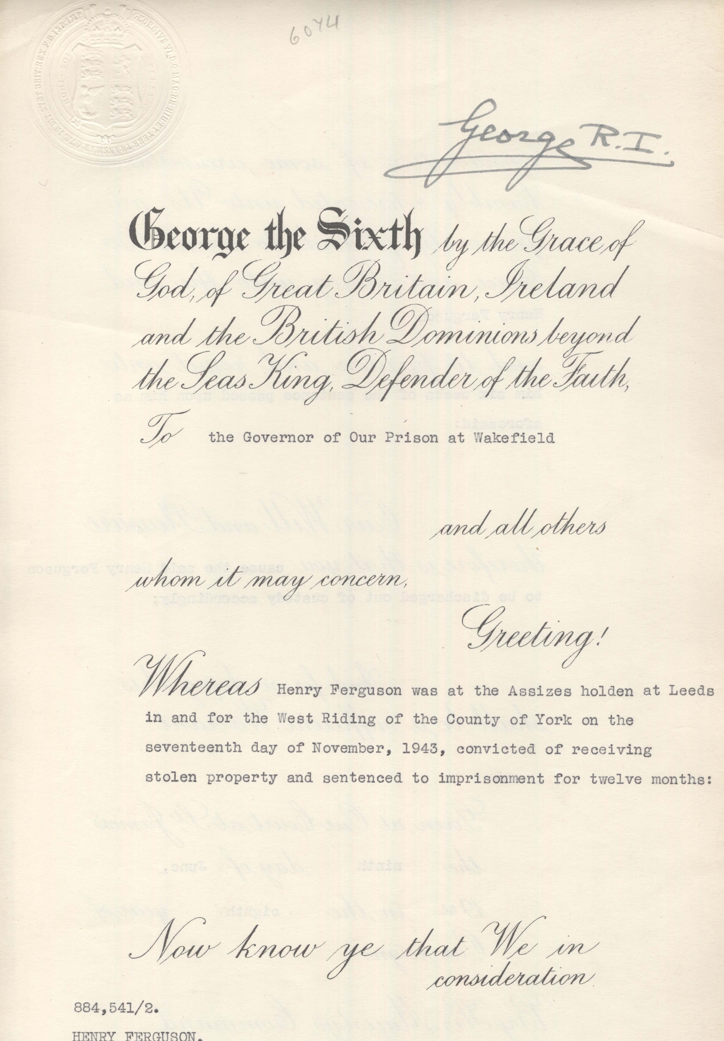 (1895-1952, King of England) — Sophie Dupré Autographs
