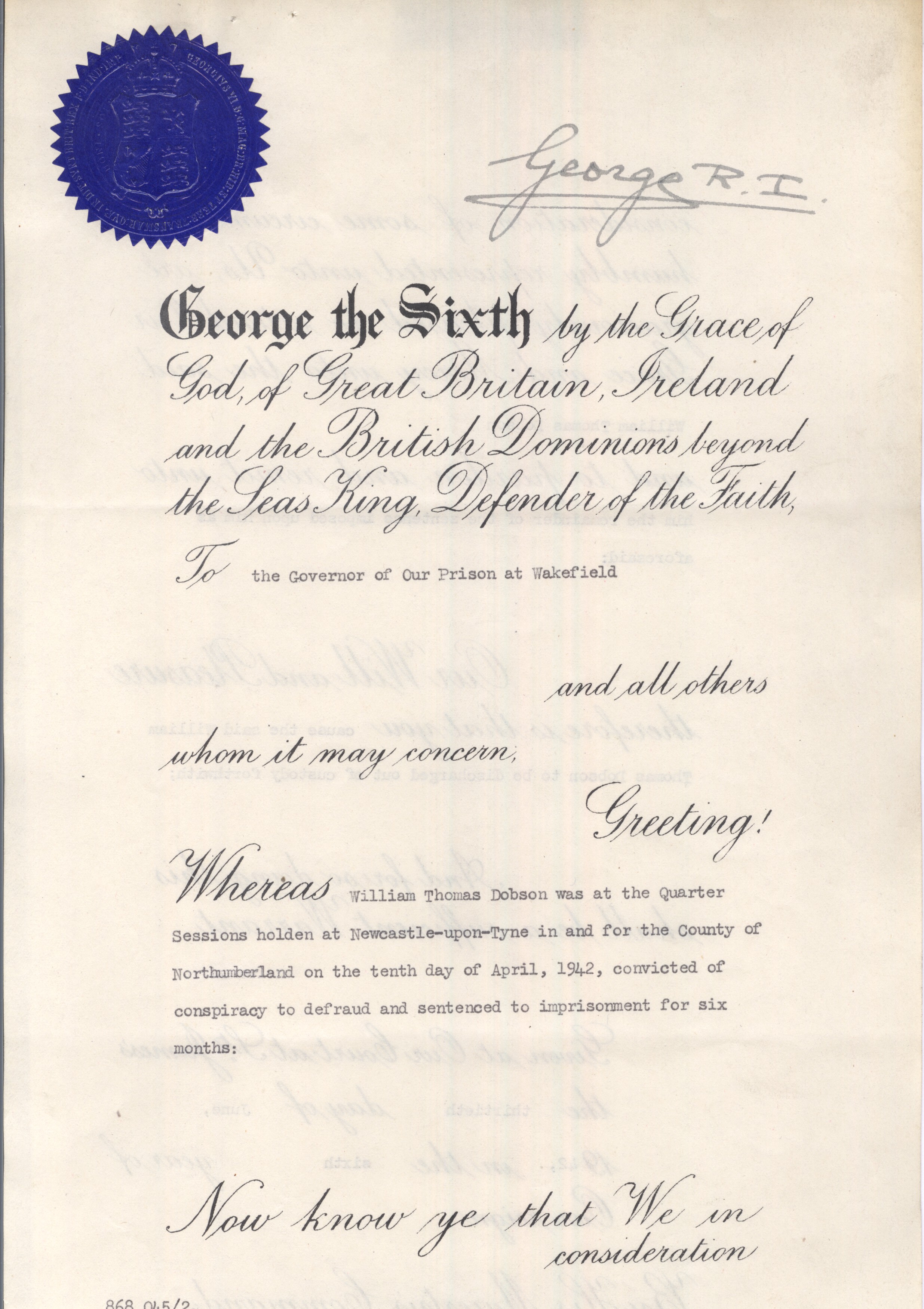 (1895-1952, King of England) — Sophie Dupré Autographs