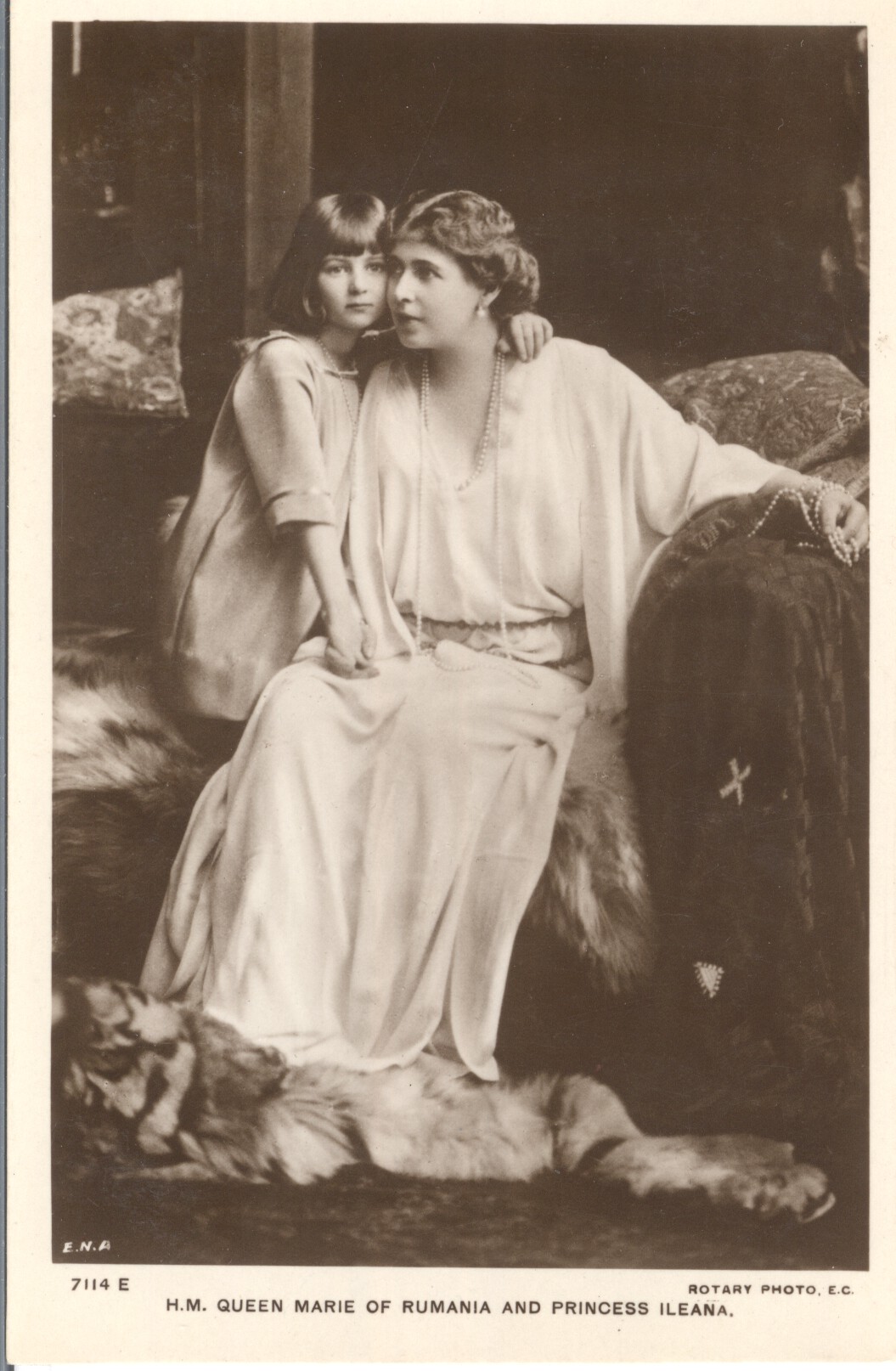 (1875-1938, Princess of Great Britain, daughter of Alfred, Duke of Edinburgh, and Queen of Ferdinand I of Romania) and her daughter ILEANA (1909-1991, Princess of Roumania, Daughter of Ferdinand I, wife of Archduke Anton of Austria & Dr Stefan Issarescu, later an Orthodox Nun)] — Sophie Dupré Autographs