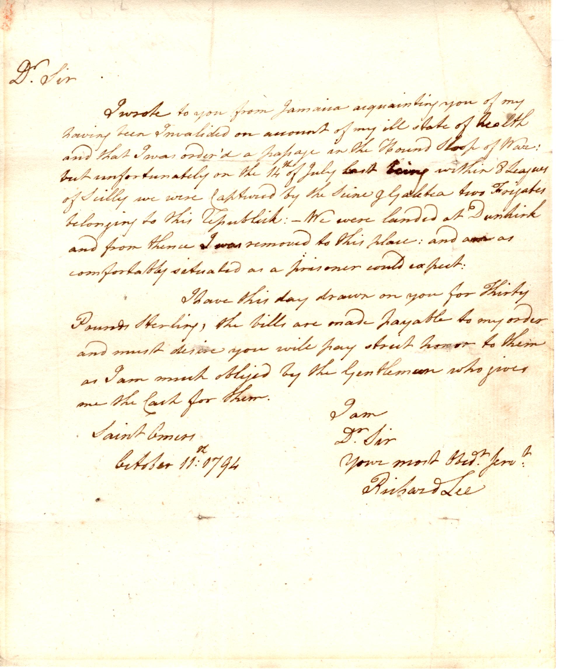 (Sir Richard, c. 1765-1837, Admiral, Prominent Royal Naval Officer who served in the American Revolutionary War, the French Revolutionary Wars and the Napoleonic Wars) — Sophie Dupré Autographs