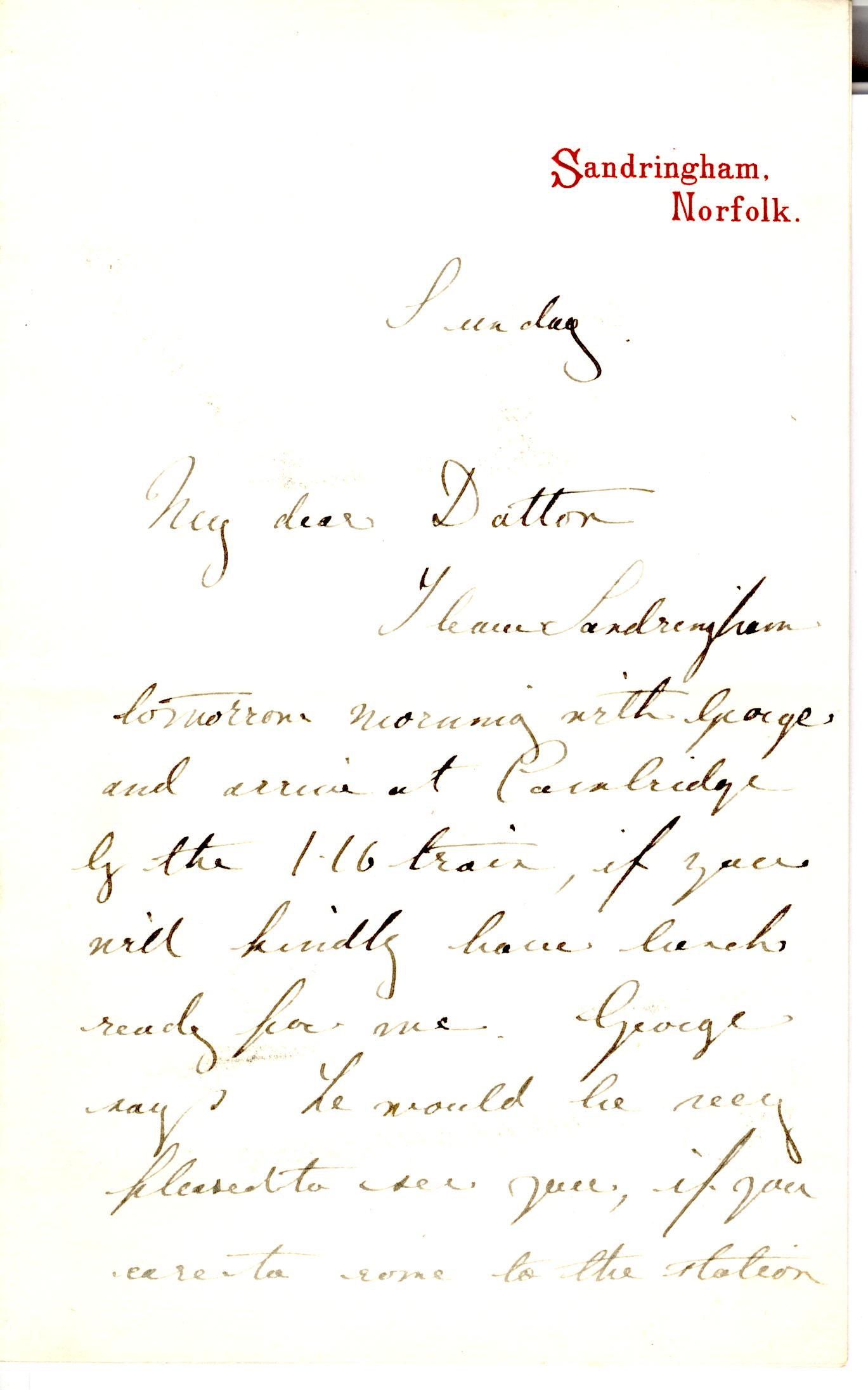 (Christian Edward, Duke of Clarence, 1864-1892, Eldest Son of Edward VII) — Sophie Dupré Autographs