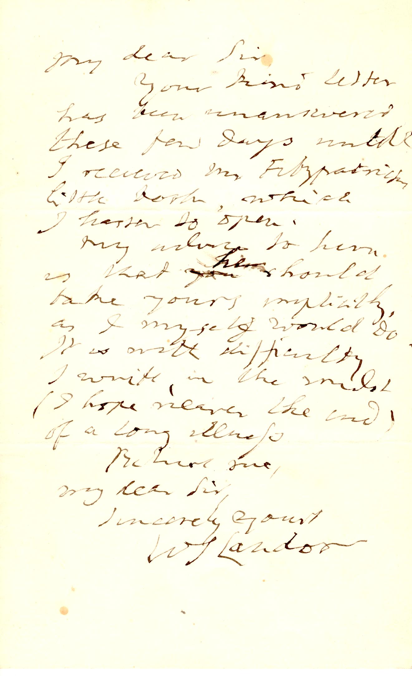 (Walter Savage, 1775-1864, Poet, Playwright & Critic) — Sophie Dupré Autographs
