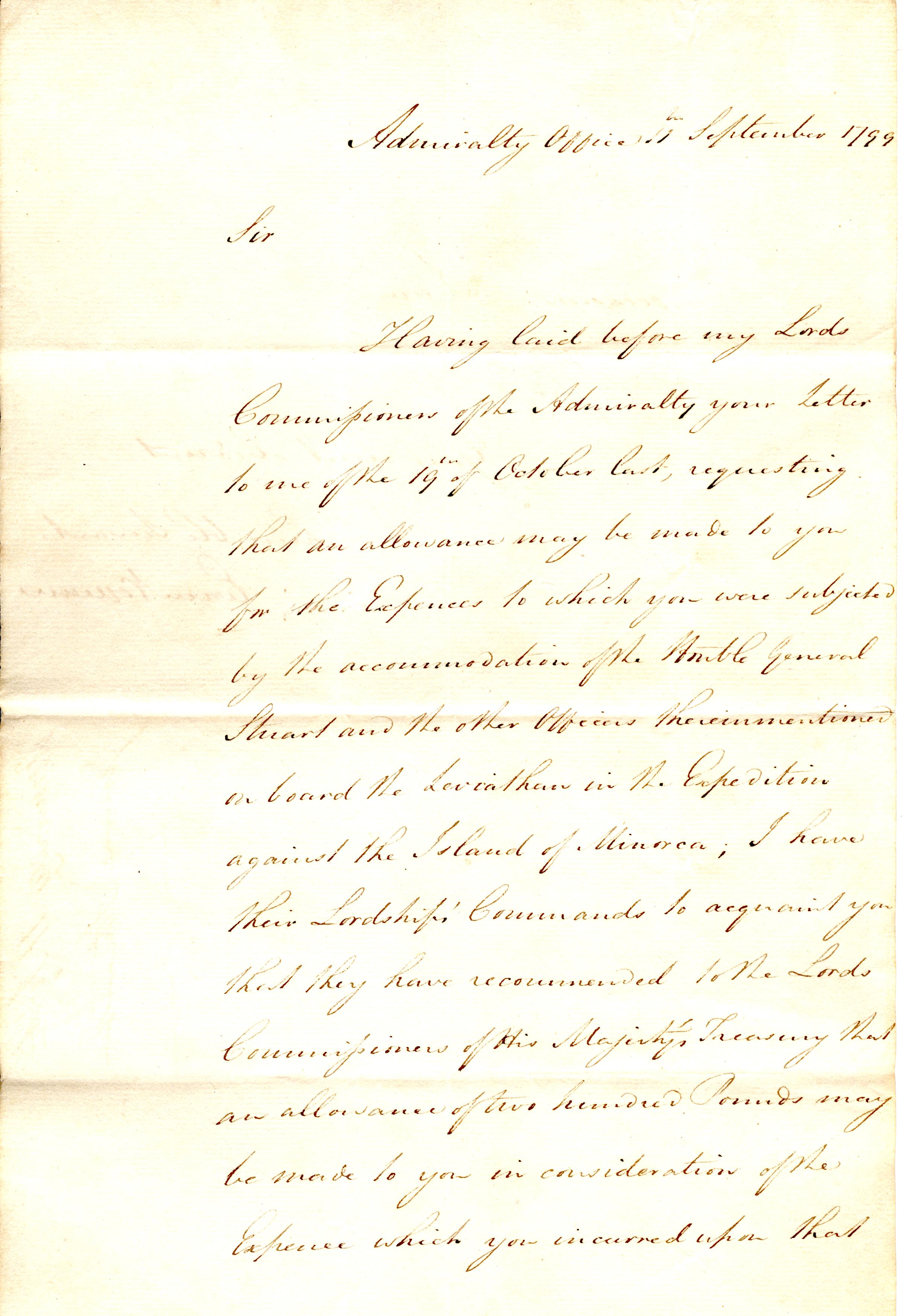 (Sir John Thomas, 1748-1817, K.B., Admiral, from 1813 1st Bart.)] — Sophie Dupré Autographs