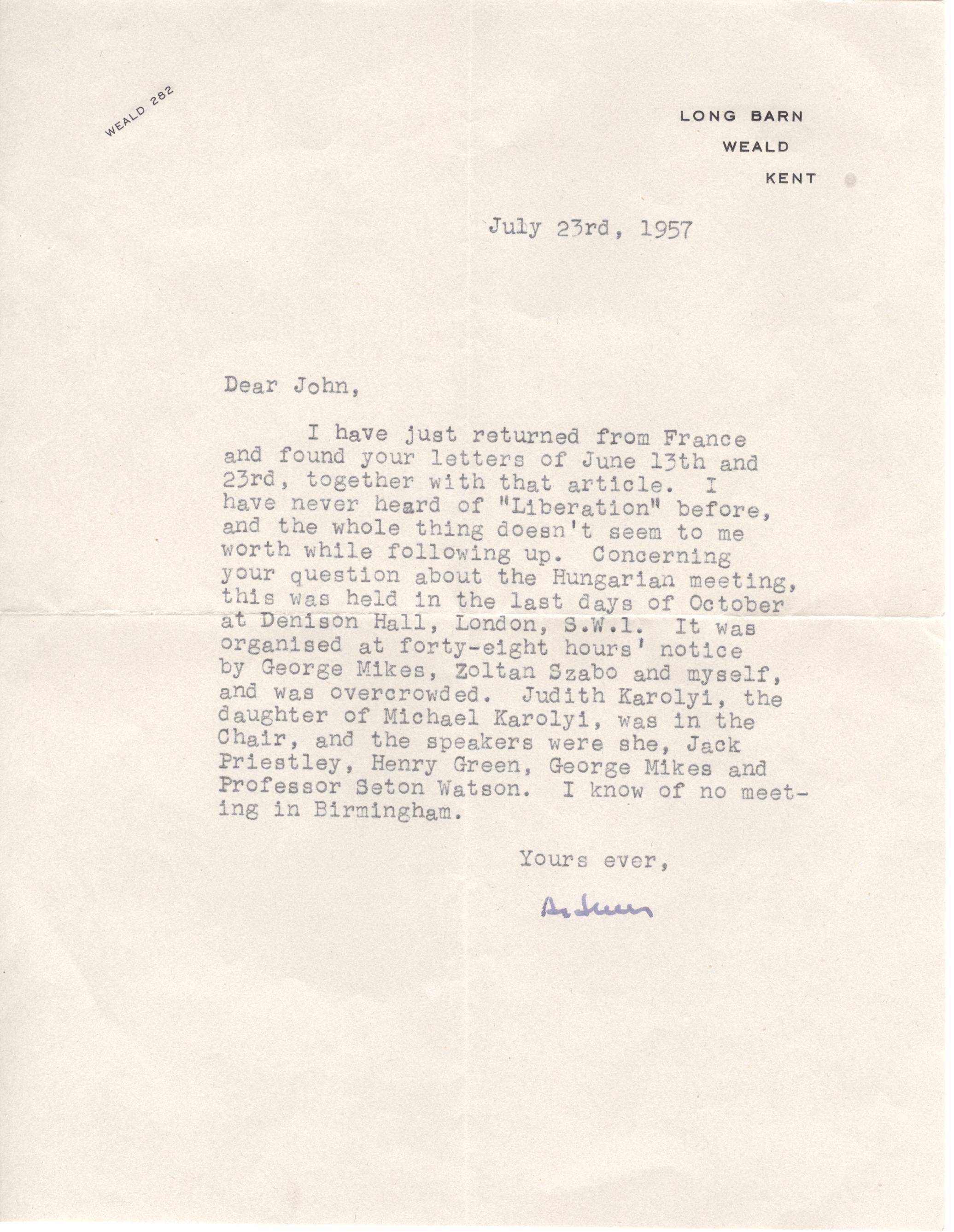 (Arthur, 1905-1983, Hungarian Author and Journalist) — Sophie Dupré Autographs