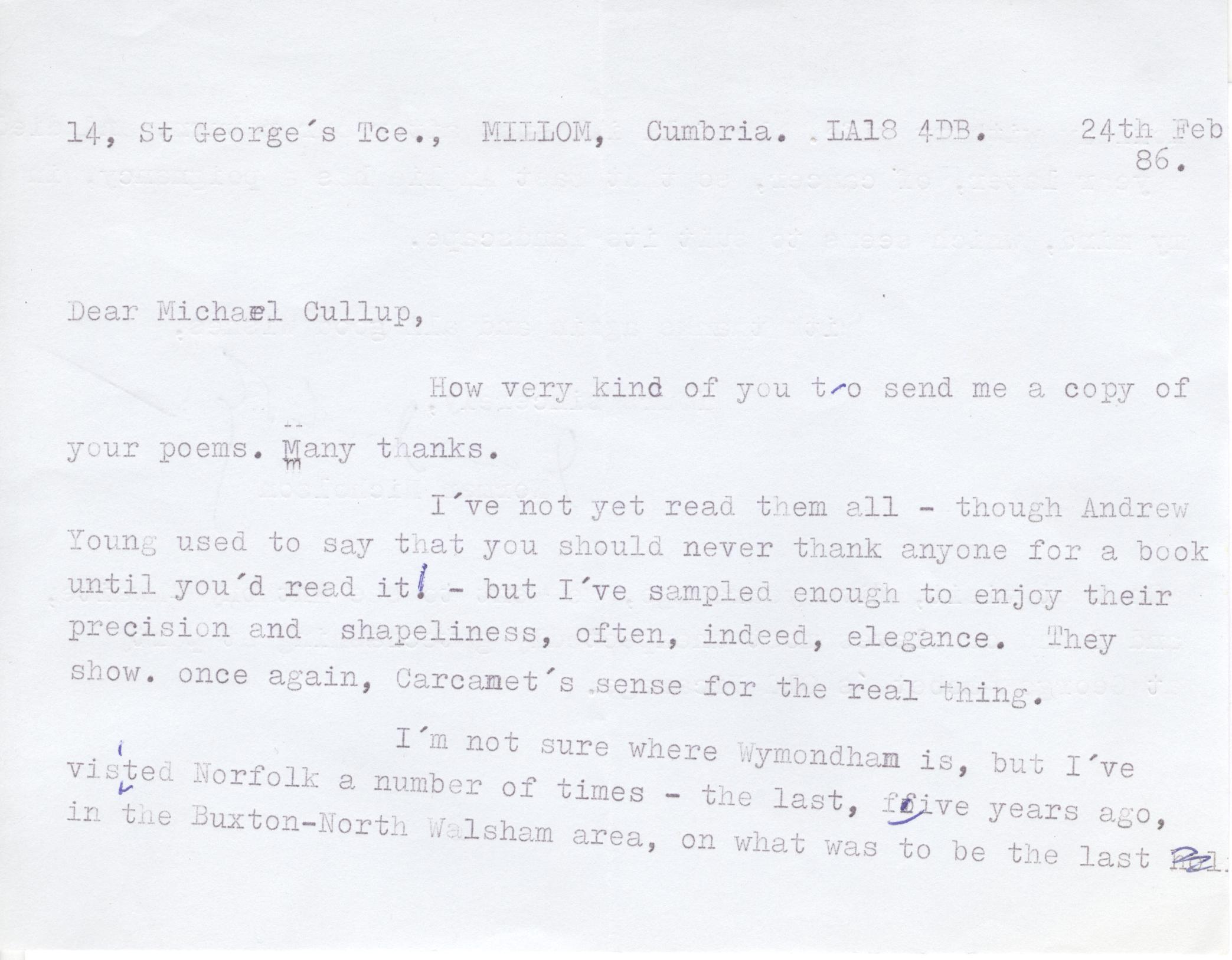 (Norman, 1914-1987, Poet associated with the Cumbrian town of Millom) — Sophie Dupré Autographs
