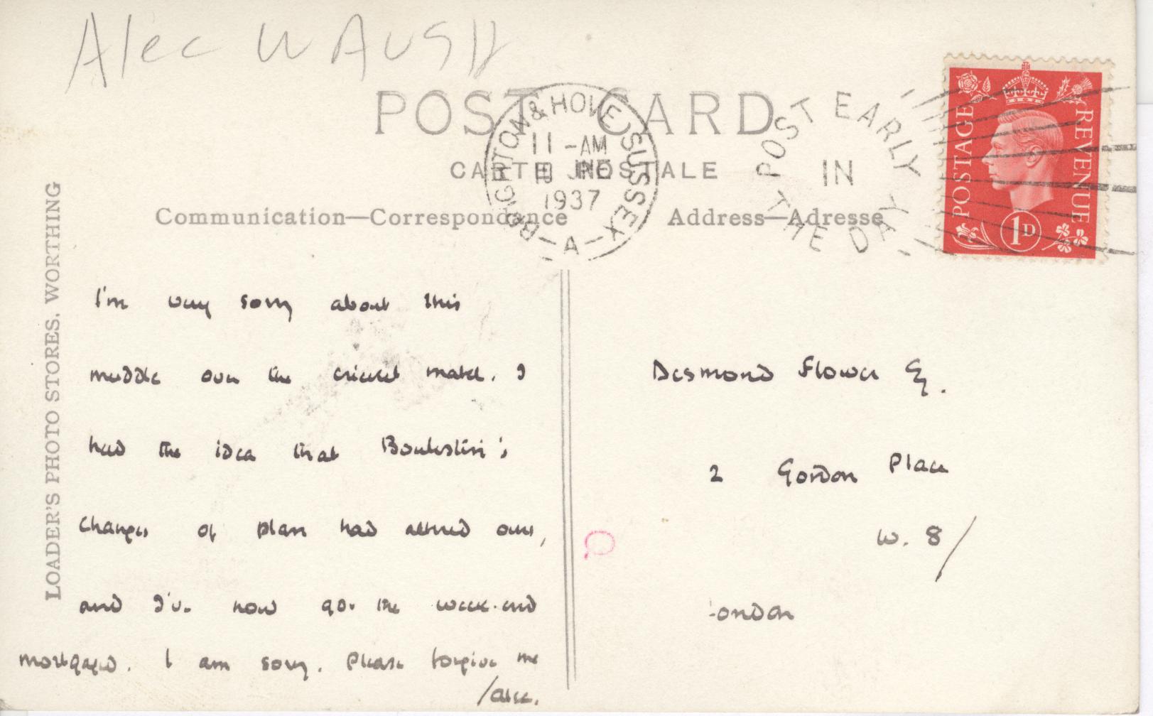 (Alec, 1898-1981, Elder brother of Evelyn, Novelist & Traveller) — Sophie Dupré Autographs