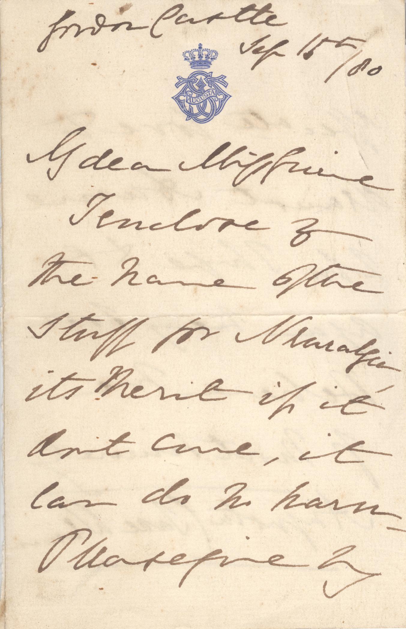 (of Saxe-Weimar, 1811-1890, Queen of Prussia and the first German Empress as the consort of Wilhelm I) — Sophie Dupré Autographs