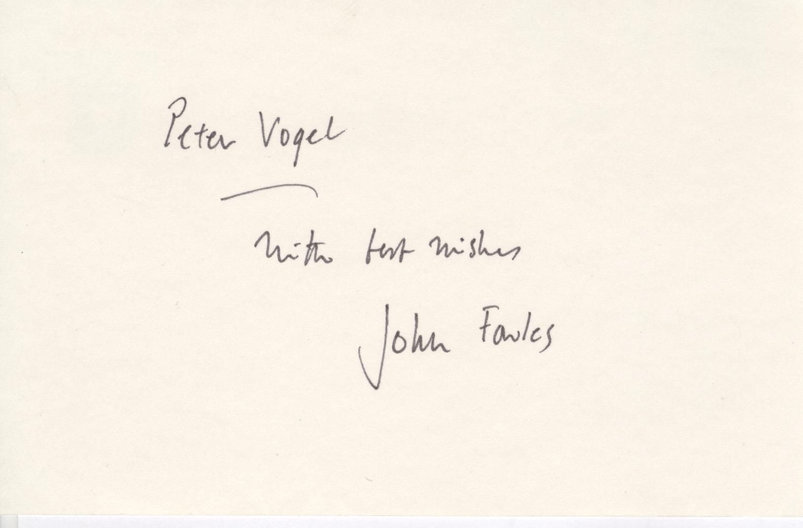 (John, 1926-2005, Novelist, Author of 'The Magus') — Sophie Dupré Autographs