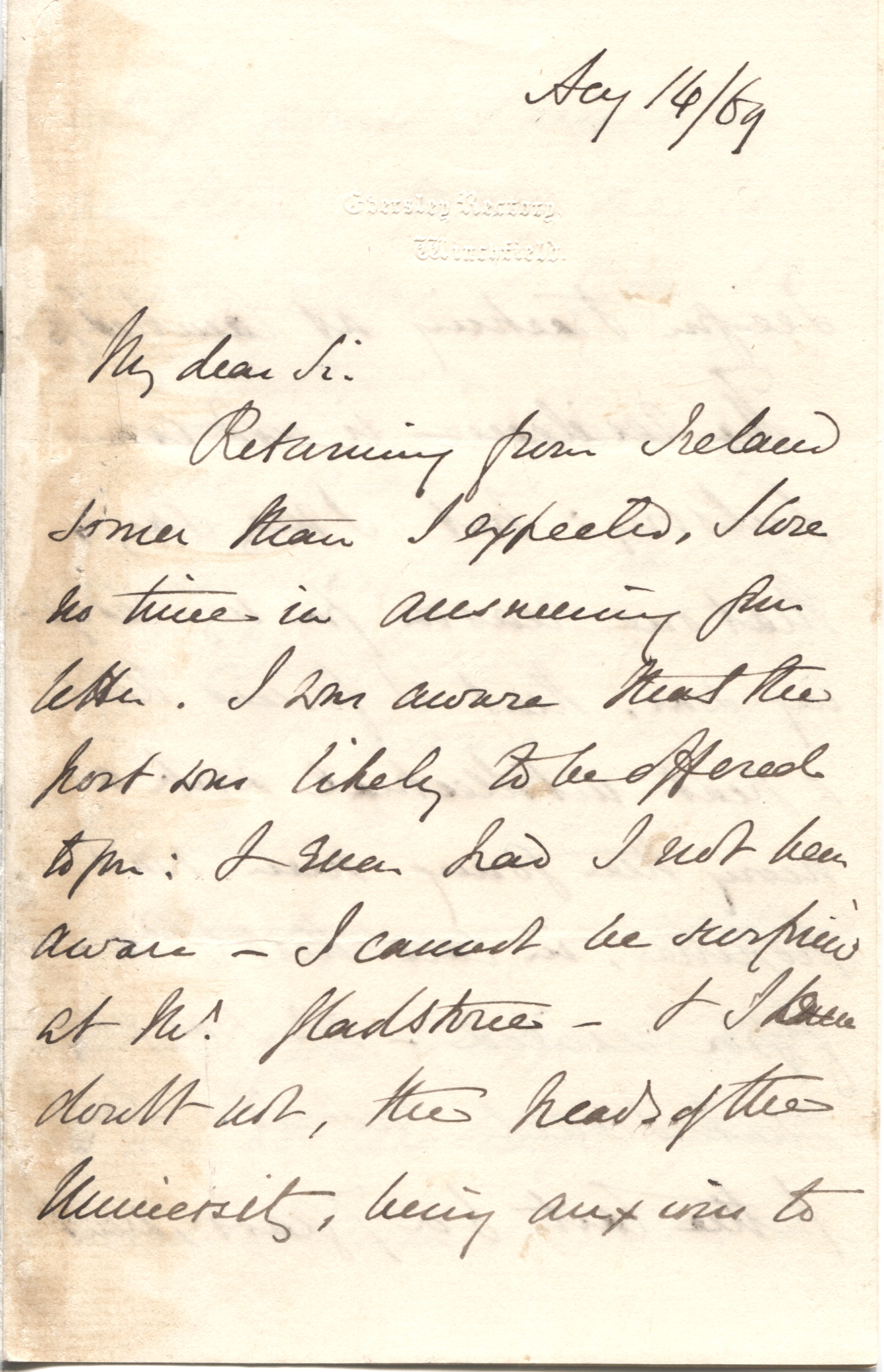 (Charles, 1819-1875, Novelist, Regius Professor of Modern History at Cambridge, 1860-1869) — Sophie Dupré Autographs