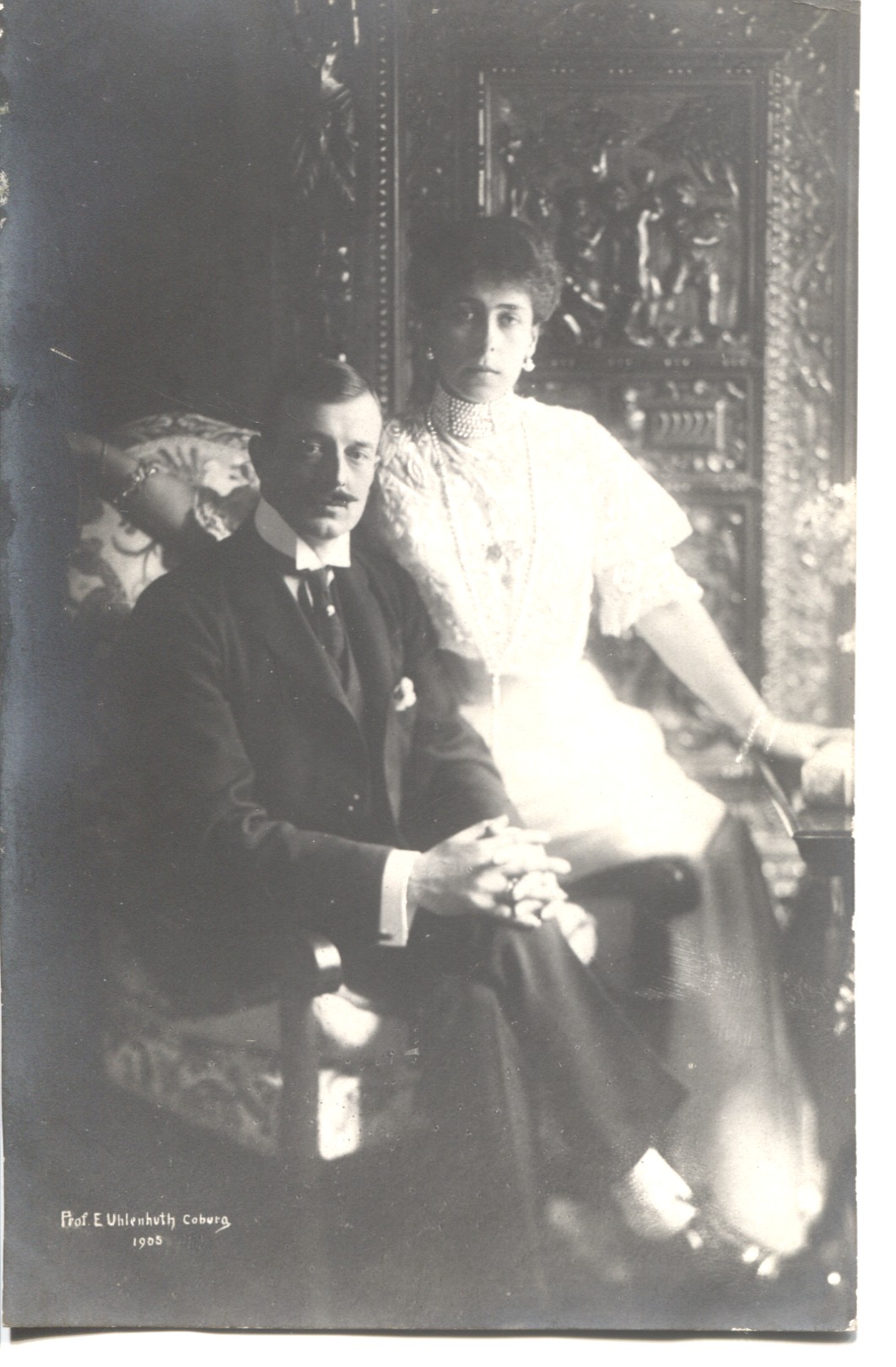 (1876-1938, Grand Duke of Russia, married to Princess Victoria Melita, which caused Tsar Nicholas II to strip him of his medals and uniform, declared himself head of the Romanoff family in 1924 to the Dowager Empress's disapproval) with his wife VICTORIA MELITA (1876-1936, wife of Grand Duke Ernst Ludwig of Hesse and secondly Grand Duke Kirill, granddaughter of Queen Victoria) with their children] — Sophie Dupré Autographs