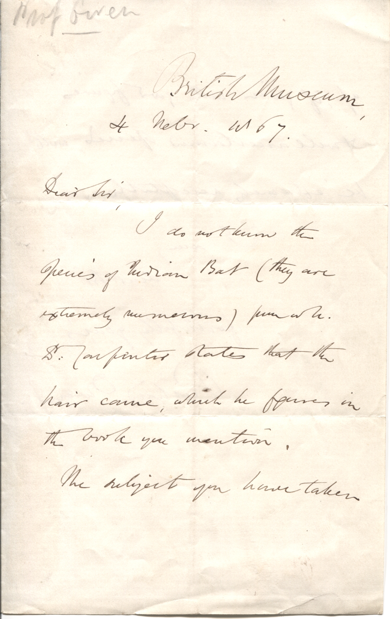 (Sir Richard, 1804-1892, anatomist and zoologist, creator of the Natural History Museum at South Kensington and inventor of the name ‘Dinosaur’) — Sophie Dupré Autographs