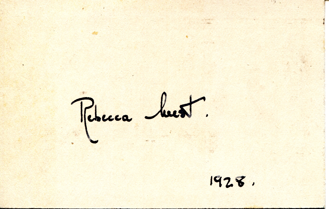 (Dame Rebecca, 1892-1983, Novelist, Journalist, Biographer and Critic) — Sophie Dupré Autographs
