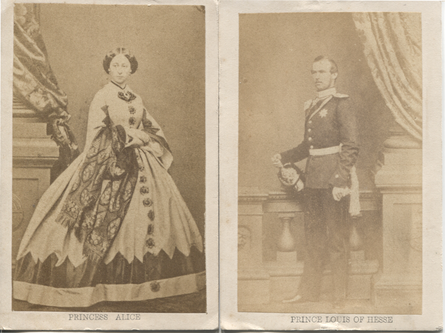 (Grand Duke of Hesse, 1837-1892, Son-in-Law of Queen Victoria, father of Tsarina ALEXANDRA of Russia) and his wife, ALICE (Maud Mary, 1843-1878, Princess, Daughter of Queen Victoria) — Sophie Dupré Autographs