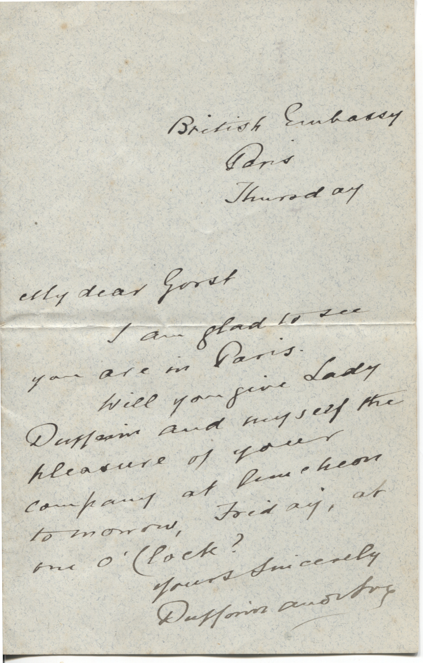 (Frederick Temple Hamilton-Temple-Blackwood, 1826-1902, 1st Marquis, Viceroy of India) — Sophie Dupré Autographs