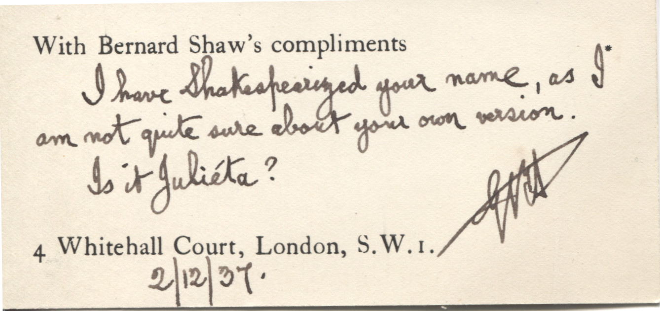 (George Bernard, 1856-1950, Dramatist & Critic) — Sophie Dupré Autographs