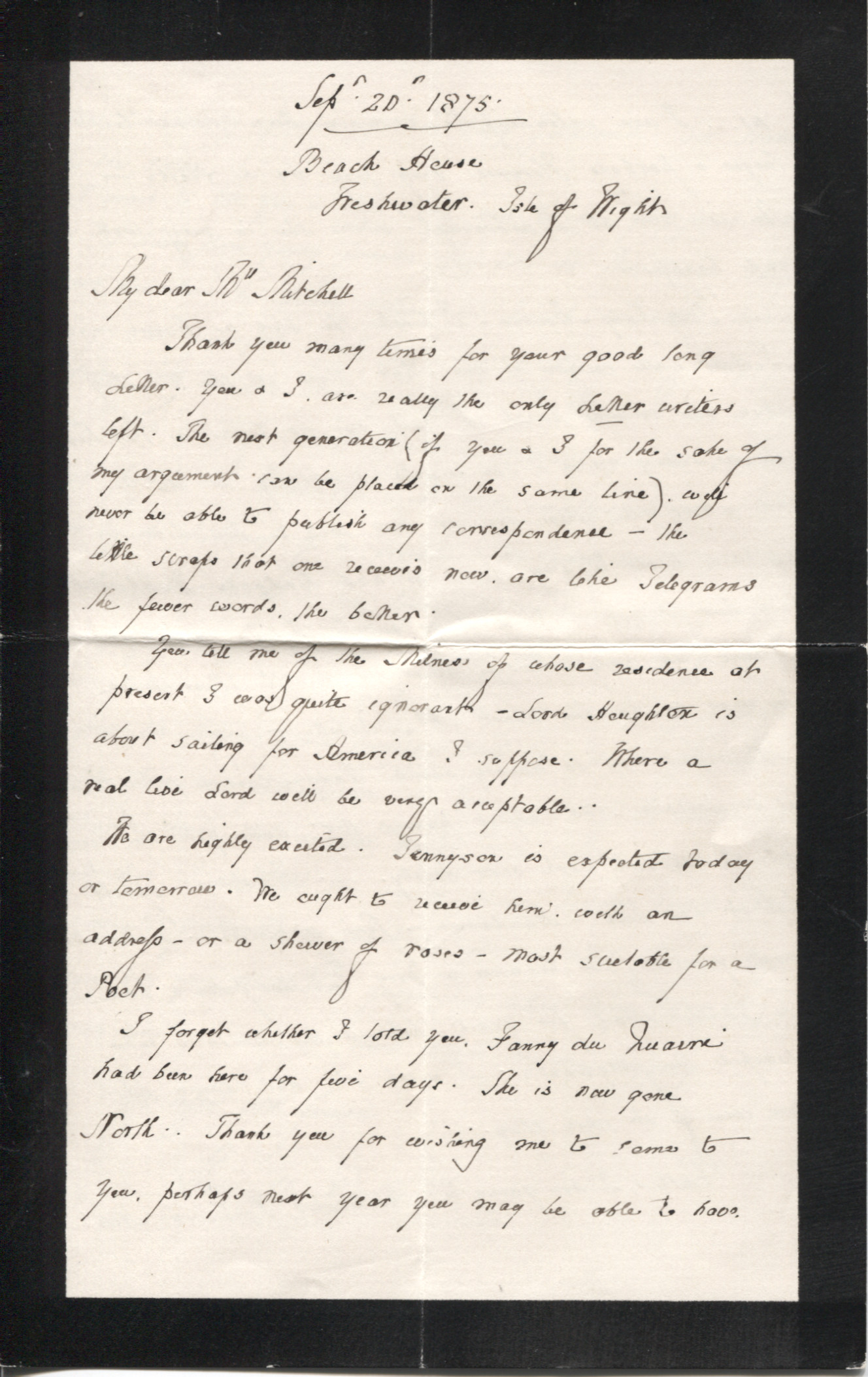 (Ann Benson, née Skepper, 1799-1888, Writer, wife of the post 'Barry Cornwall') — Sophie Dupré Autographs