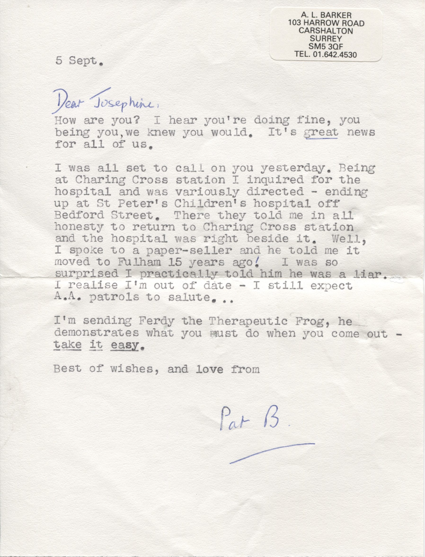 (Audrey Lilian, 1918-2002, Novelist and Short Story Writer) — Sophie Dupré Autographs