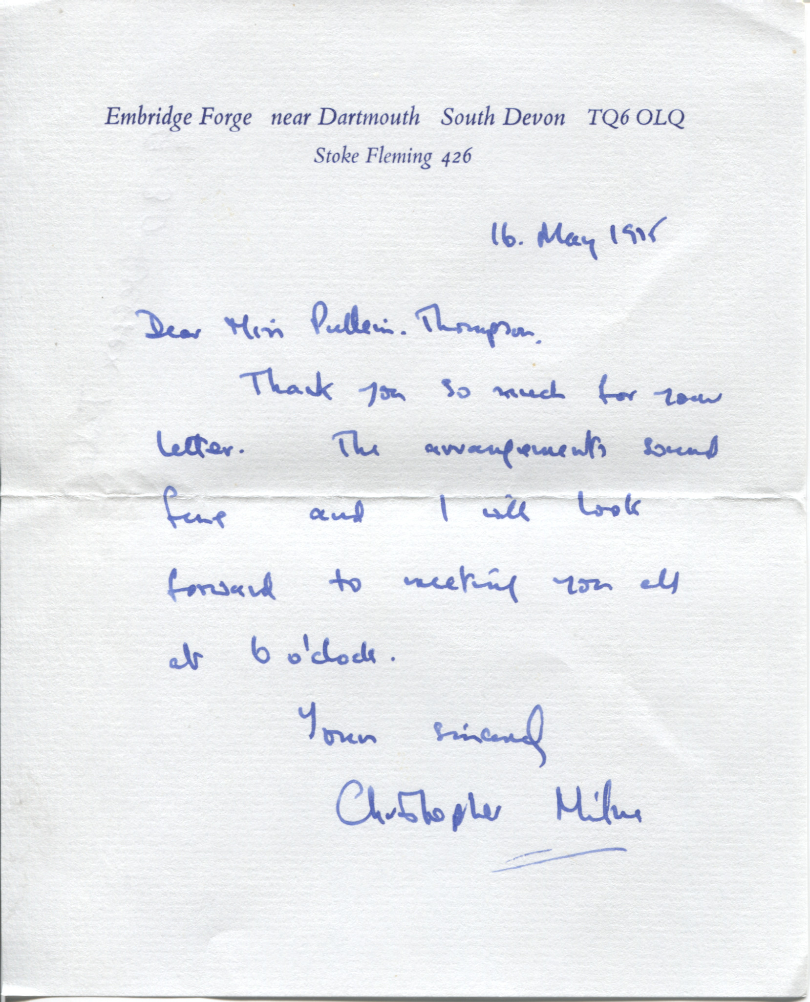 (Christopher Robin, 1920-1996, Author and Bookseller, only child of A. A. Milne) — Sophie Dupré Autographs