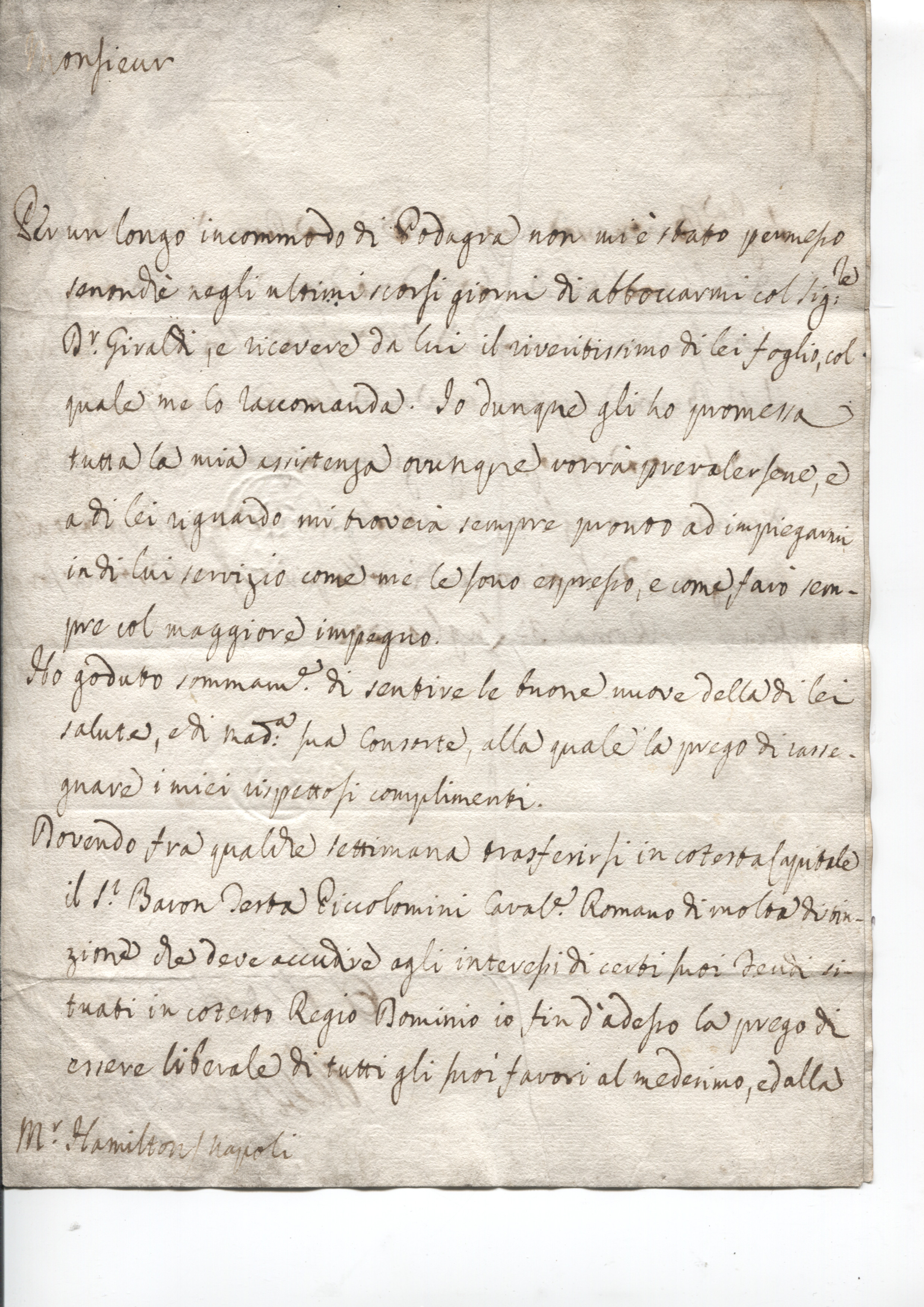 (Alessandro, 1692-1779, Roman Catholic Cardinal) — Sophie Dupré Autographs