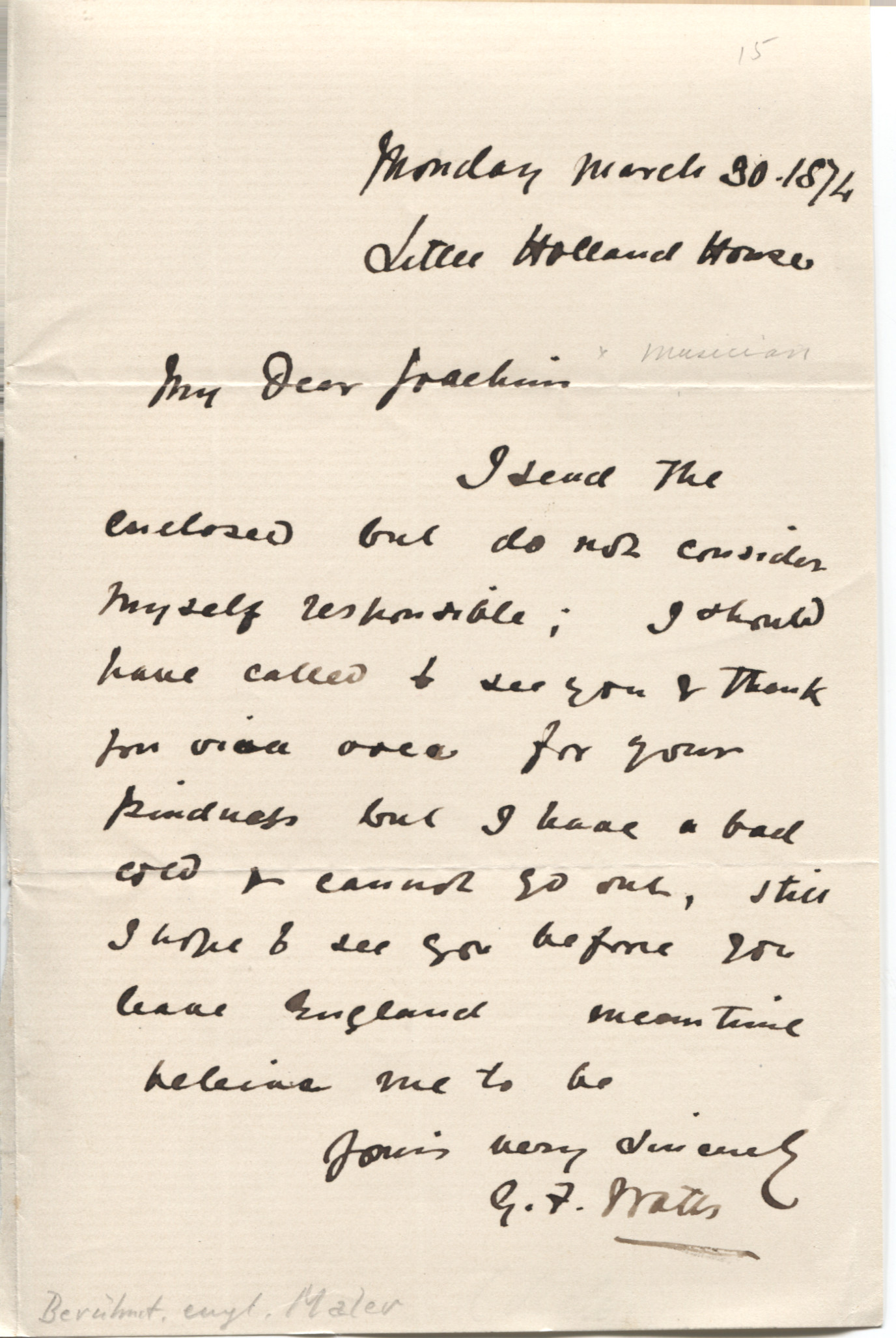 (George Frederic, 1817-1904, O.M., R.A., Painter and Sculptor) — Sophie Dupré Autographs