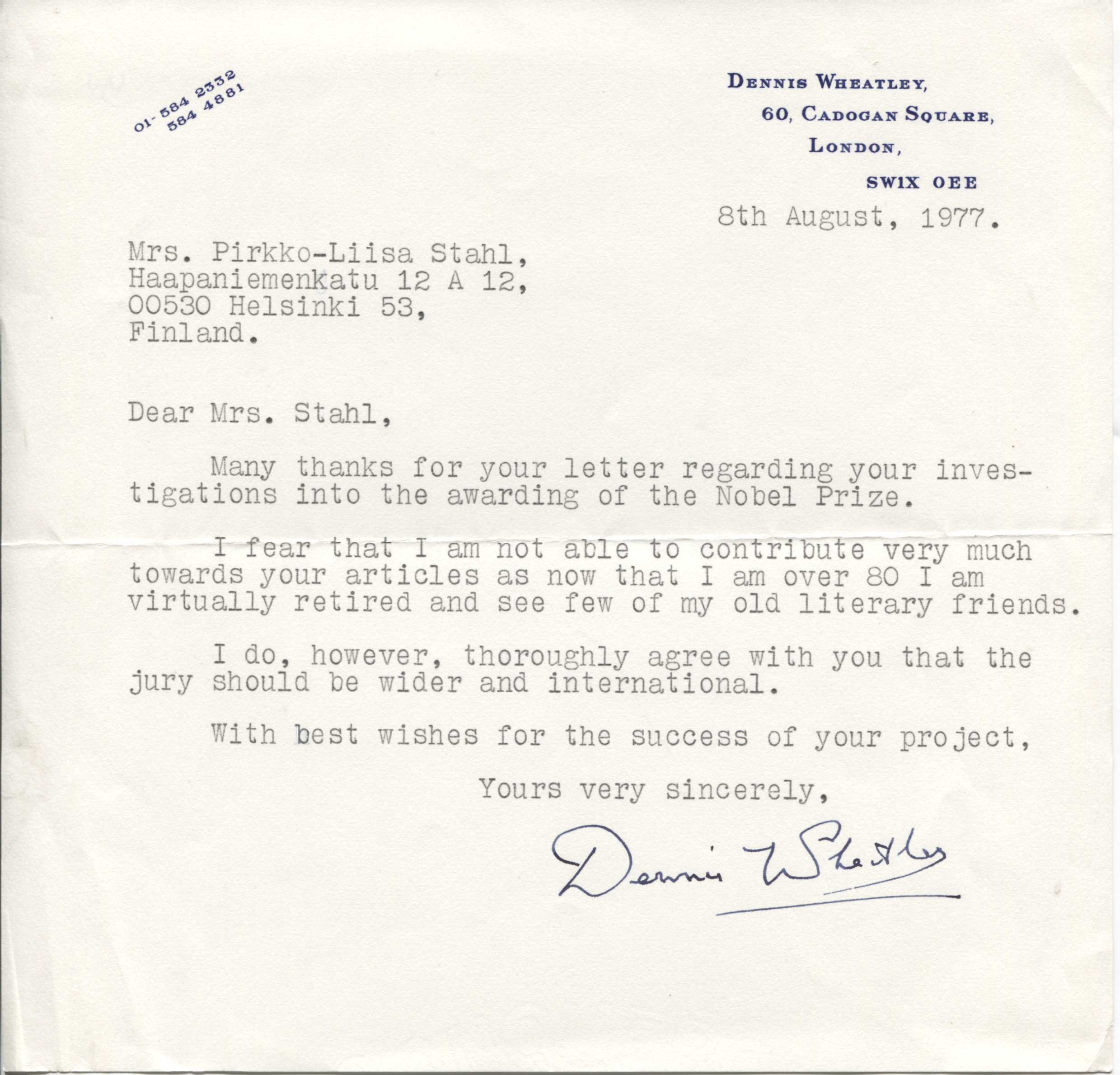 (Dennis, 1897-1977, Novelist) — Sophie Dupré Autographs