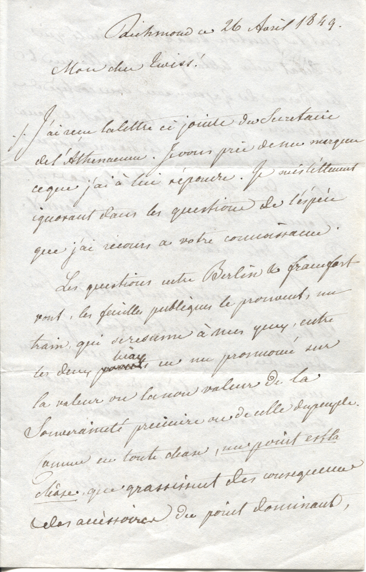 (Prince Klemens, 1773-1859, Austrian Statesman, guiding force at the Congress of Vienna, 1814-1815) — Sophie Dupré Autographs