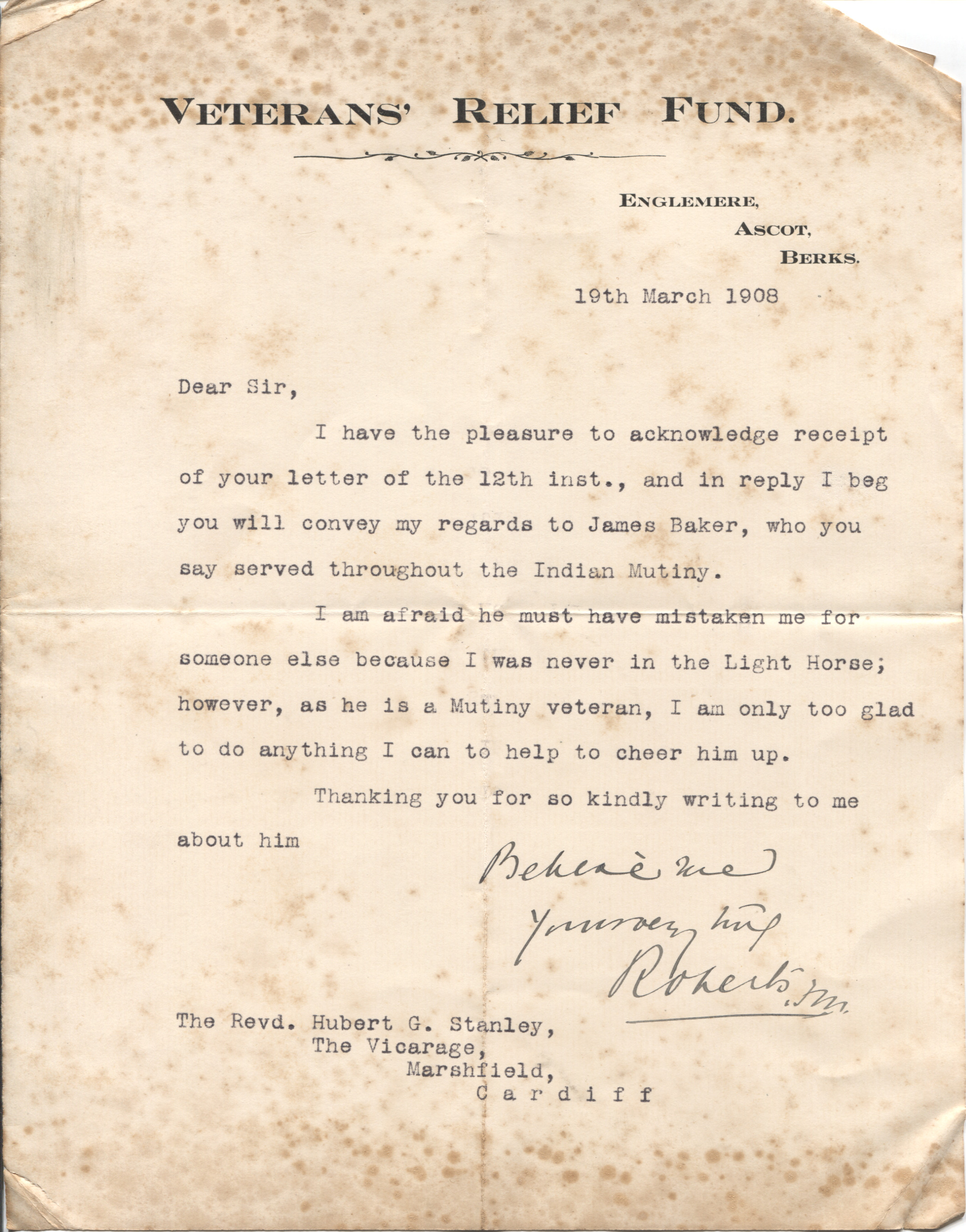 (Frederick, Earl, 1832-1914, V.C., K.G., 'Roberts of Kandahar', Field Marshal) — Sophie Dupré Autographs