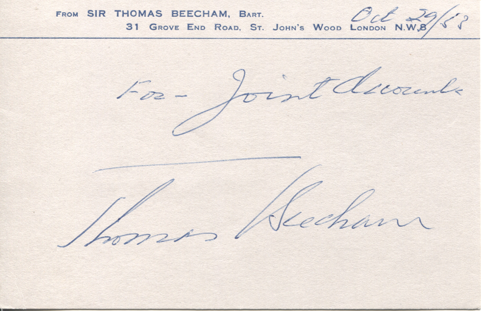 (Sir Thomas, 1879-1961, Conductor) — Sophie Dupré Autographs