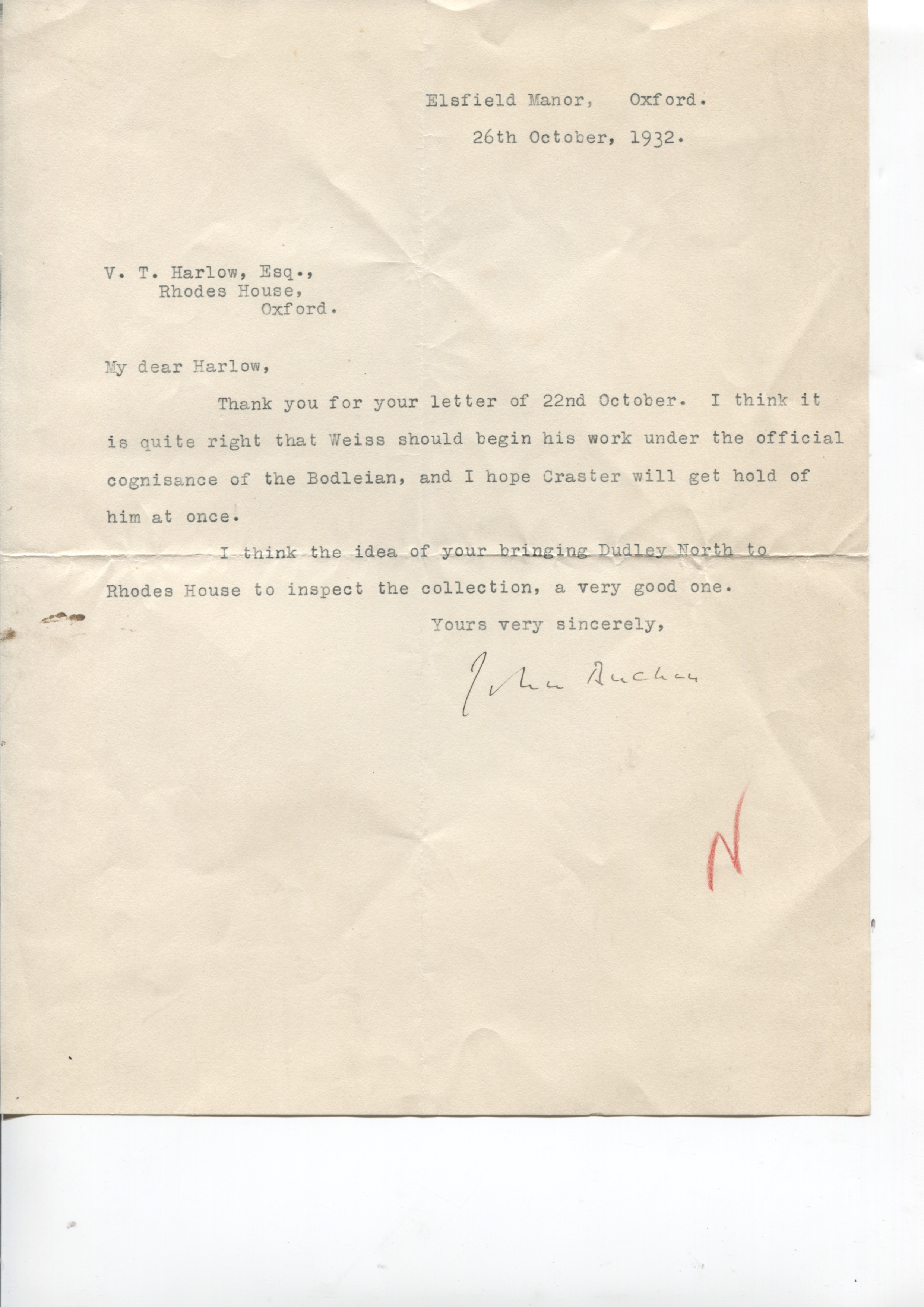 (John, Lord Tweedsmuir, 1875-1940, Novelist, Governor General of Canada) — Sophie Dupré Autographs