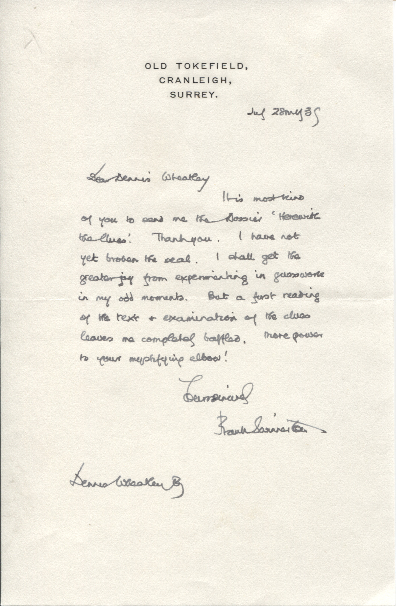(Frank Arthur, 1884-1982, novelist and writer) — Sophie Dupré Autographs