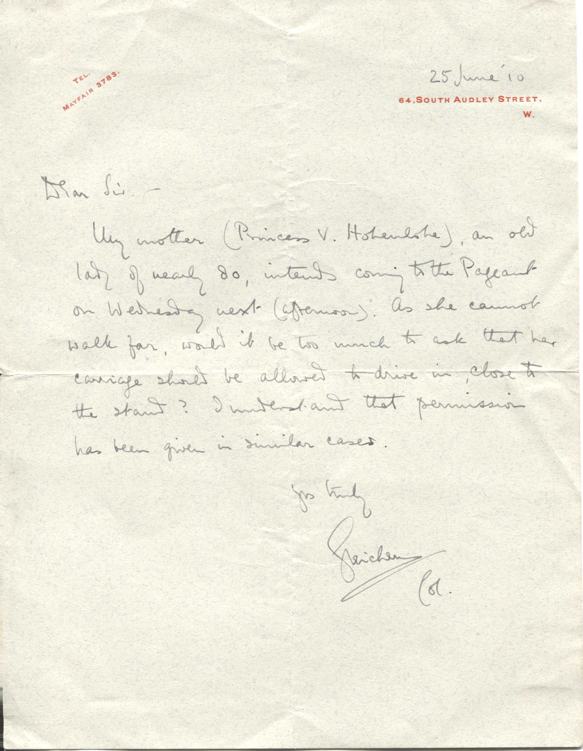 (Count, 1863-1937, later Lord Edward Gleichen, of the Foreign Office Intelligence Bureau, Major-General) — Sophie Dupré Autographs