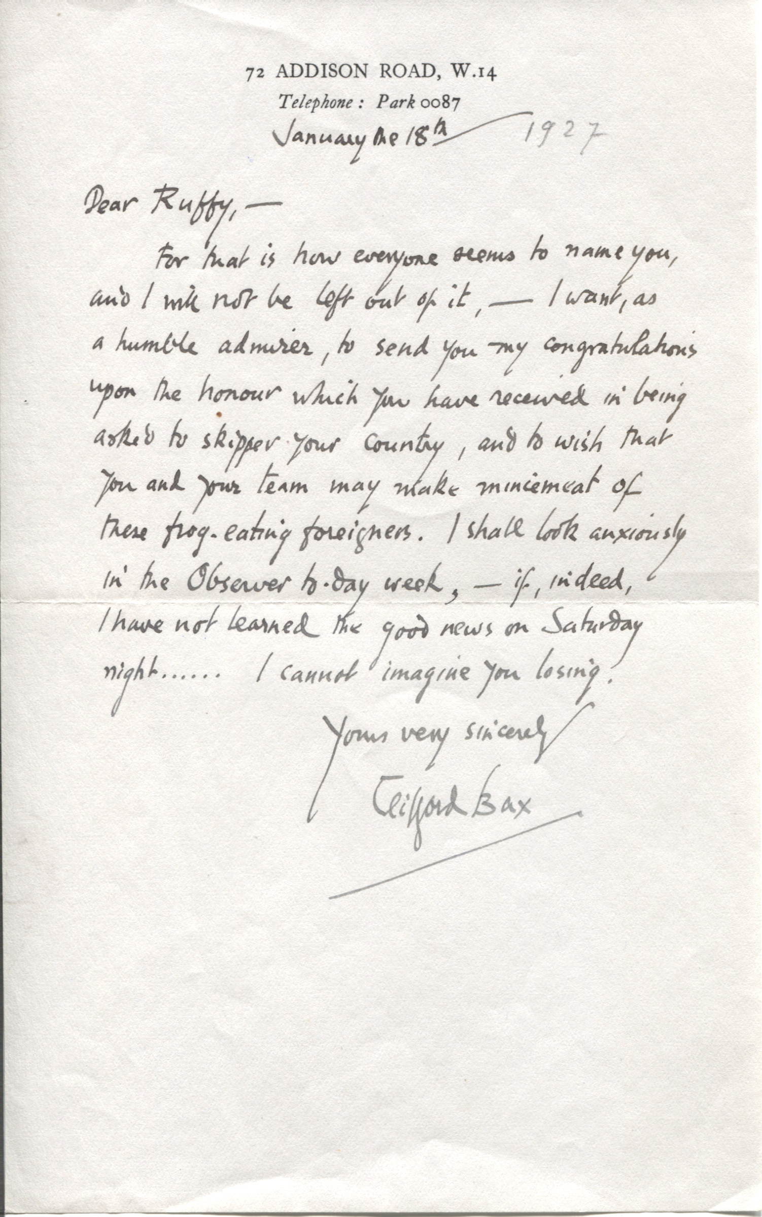 (Clifford, 1886-1962, Playwright and Author) — Sophie Dupré Autographs