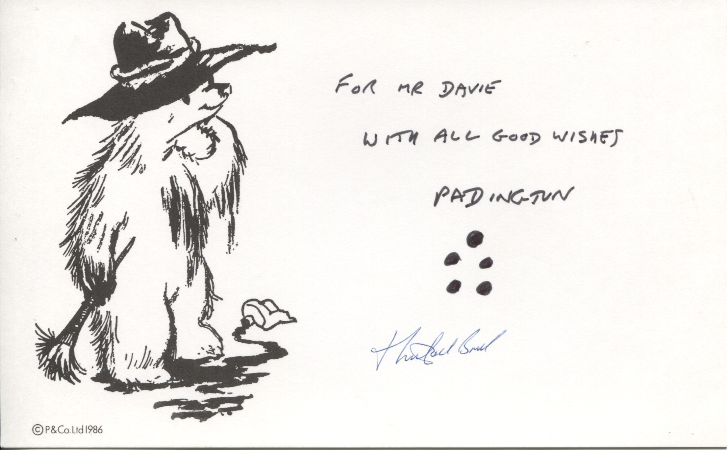 (Michael, 1926-2017, Writer, Creator of Paddington) — Sophie Dupré Autographs