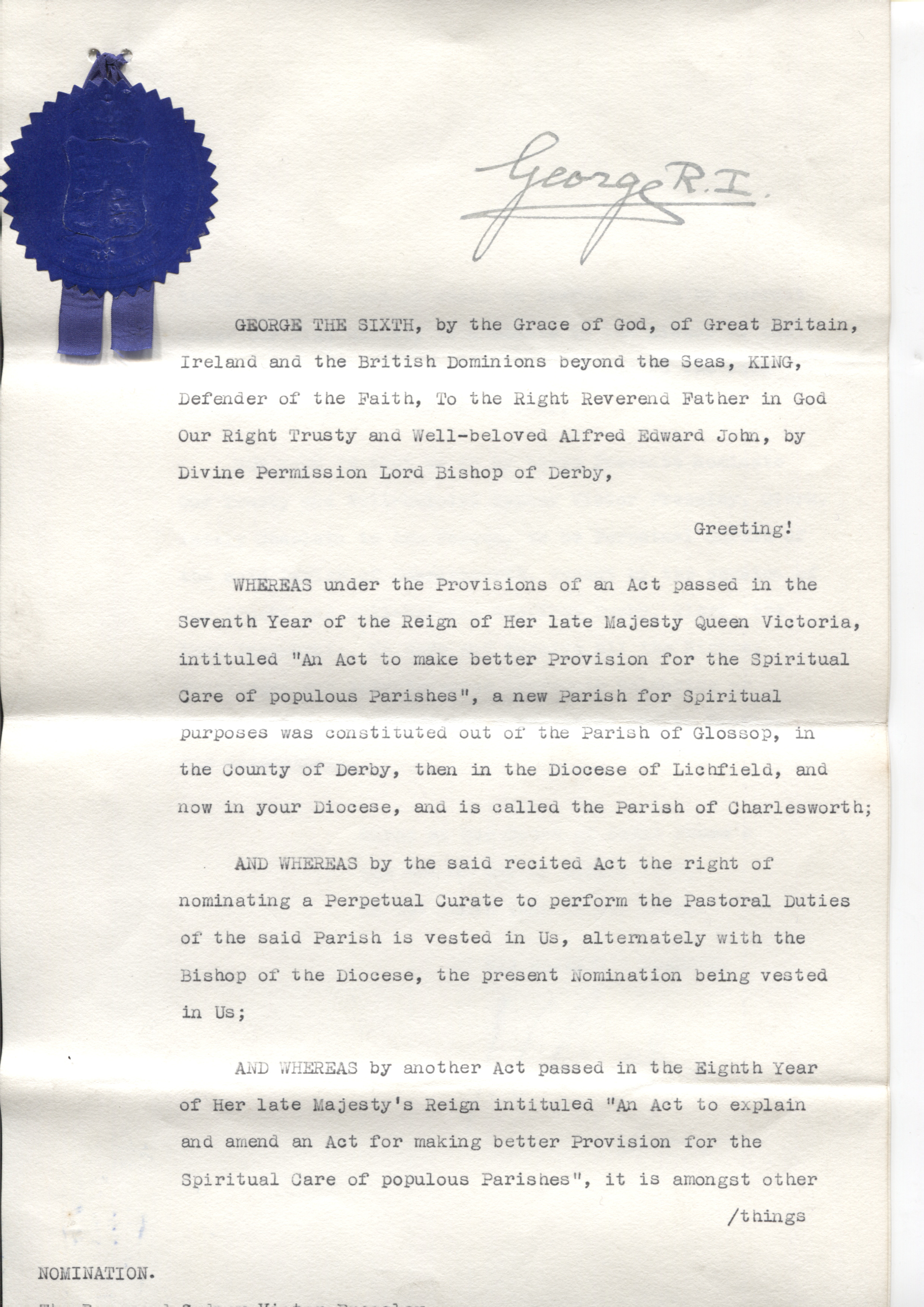 (1895-1952, King of Great Britain) and James CHUTER EDE (Baron, 1882-1965, MP and Home Secretary) — Sophie Dupré Autographs