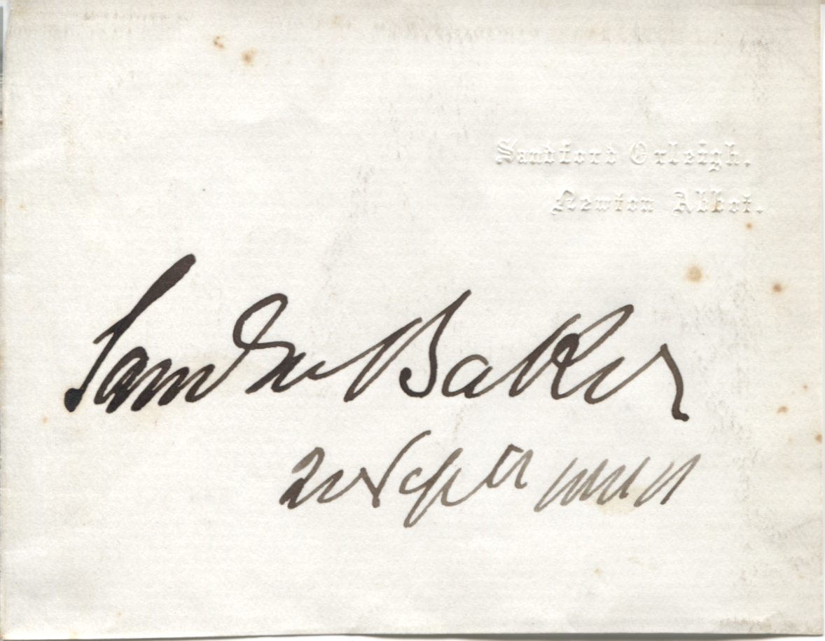 (Sir Samuel White, 1821-1893, Explorer & Sportsman) — Sophie Dupré Autographs
