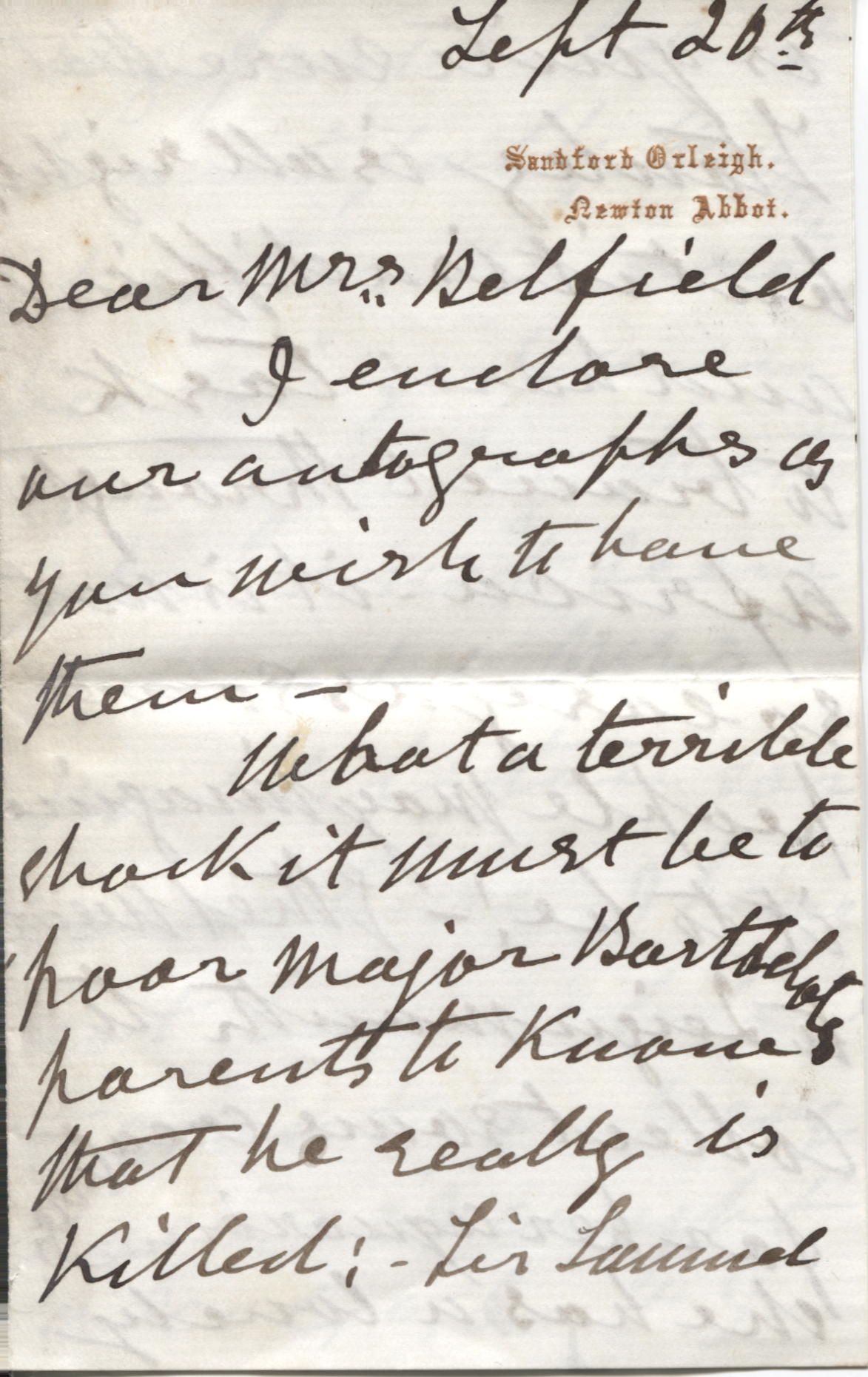 (Florence, 1841-1916, Explorer, wife of Sir Samuel White, bought in an Ottoman Slave Market) — Sophie Dupré Autographs