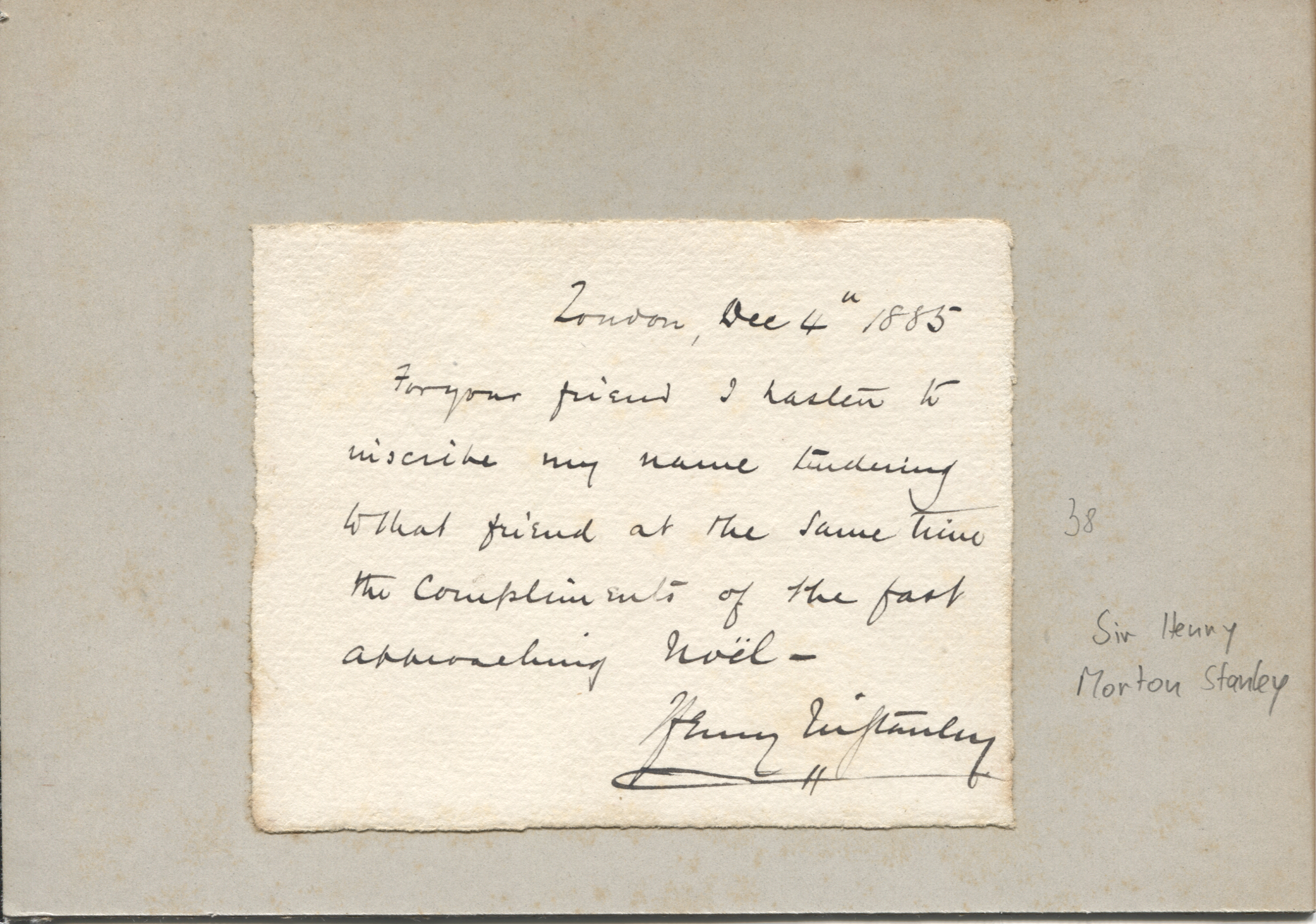 (Sir Henry Morton, 1841-1904, Explorer who found Livingstone) — Sophie Dupré Autographs