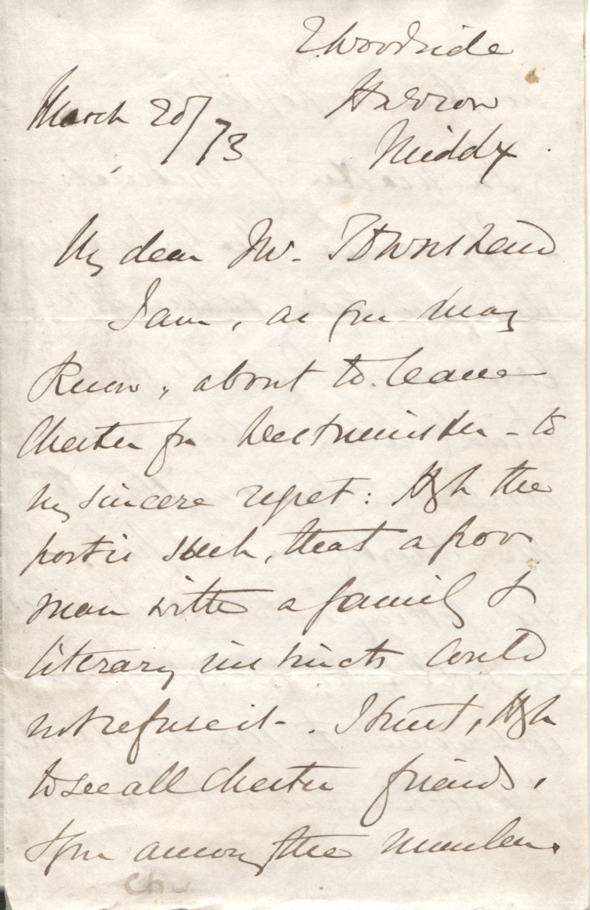 (Charles, 1819-1875, Novelist, Regius Professor of Modern History at Cambridge, 1860-1869) — Sophie Dupré Autographs