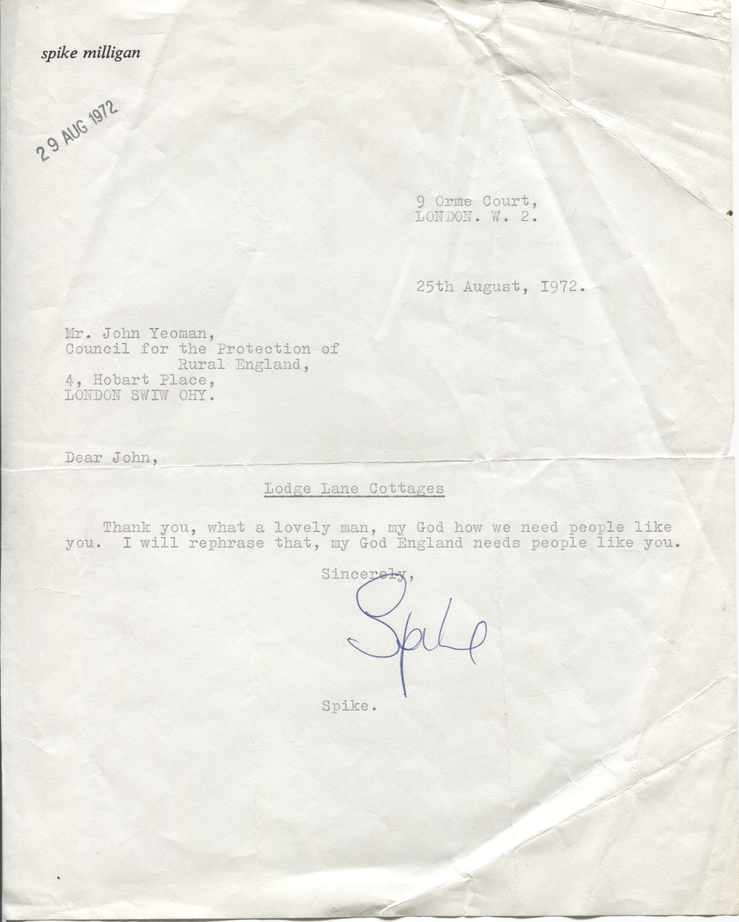 (Spike, 1918-2002, Comedian, Writer, Musician, Poet, Playwright and Actor) — Sophie Dupré Autographs